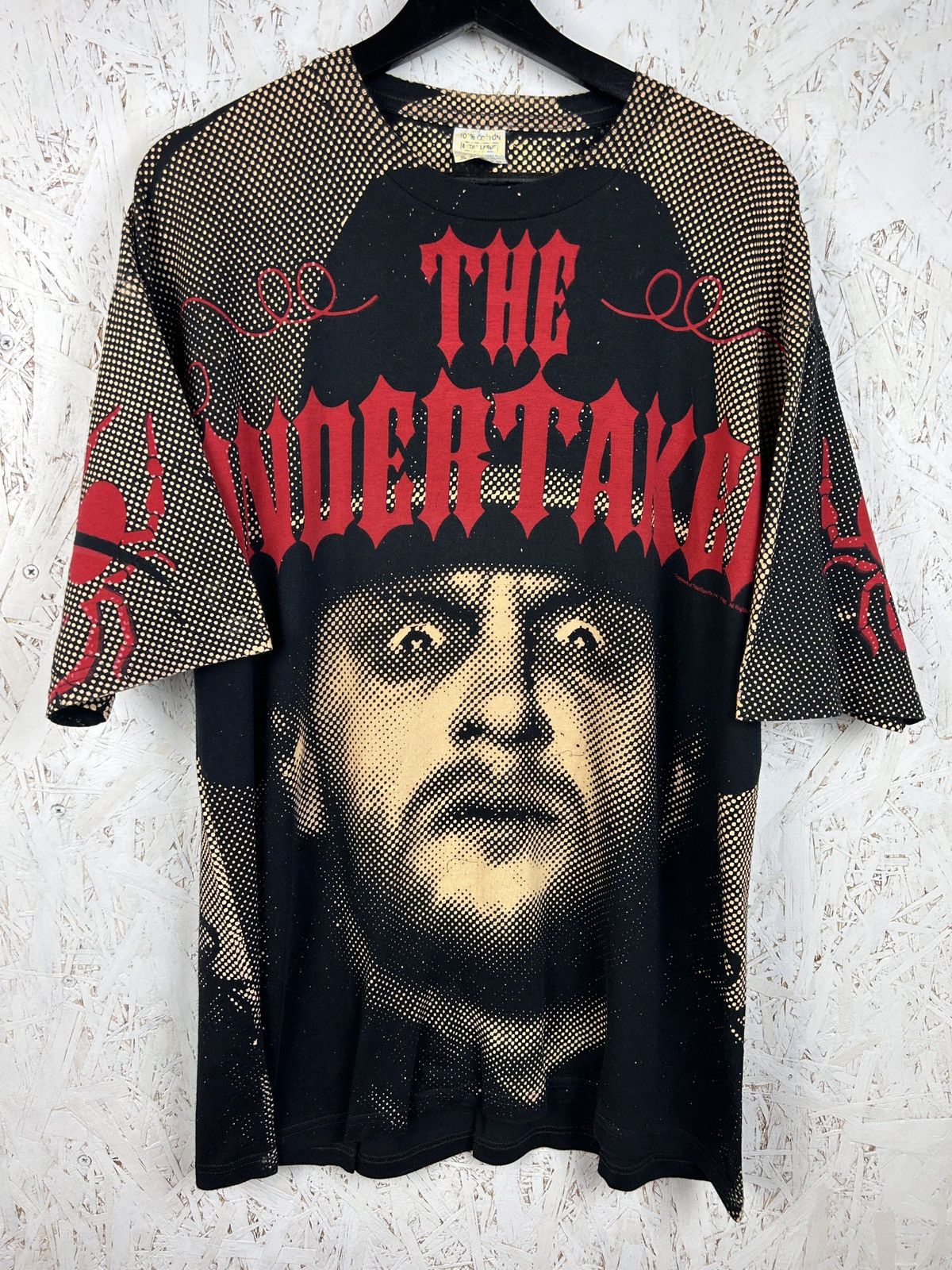 90s Vintage WWF The Undertaker 1992 AOP Allover Print Tshirt