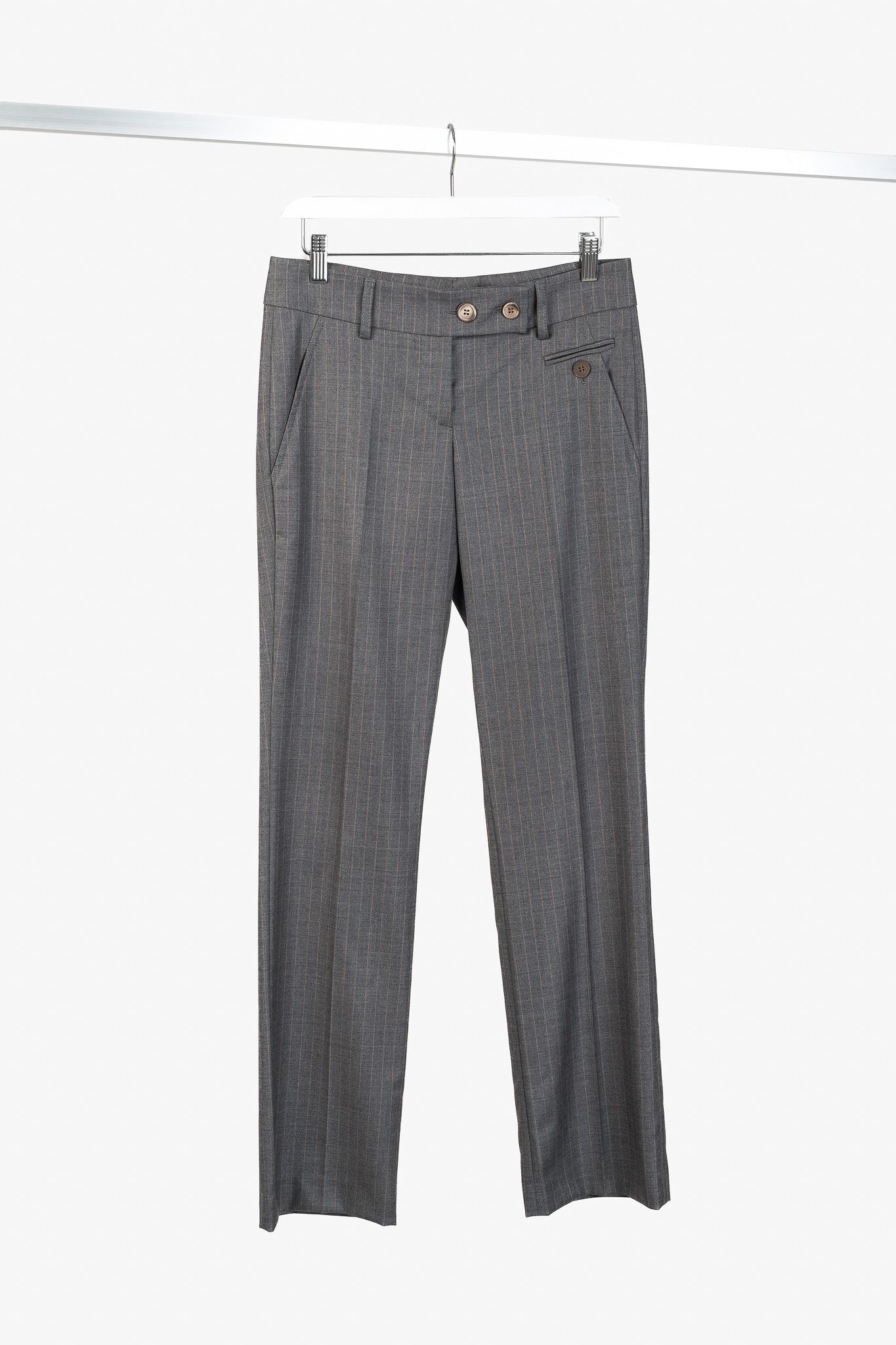 Brunello Cucinelli Brunello Cucinelli Pinstripe-Wool Straight-Leg Trousers Size 27" / US 4 / IT 40 - 1 Thumbnail