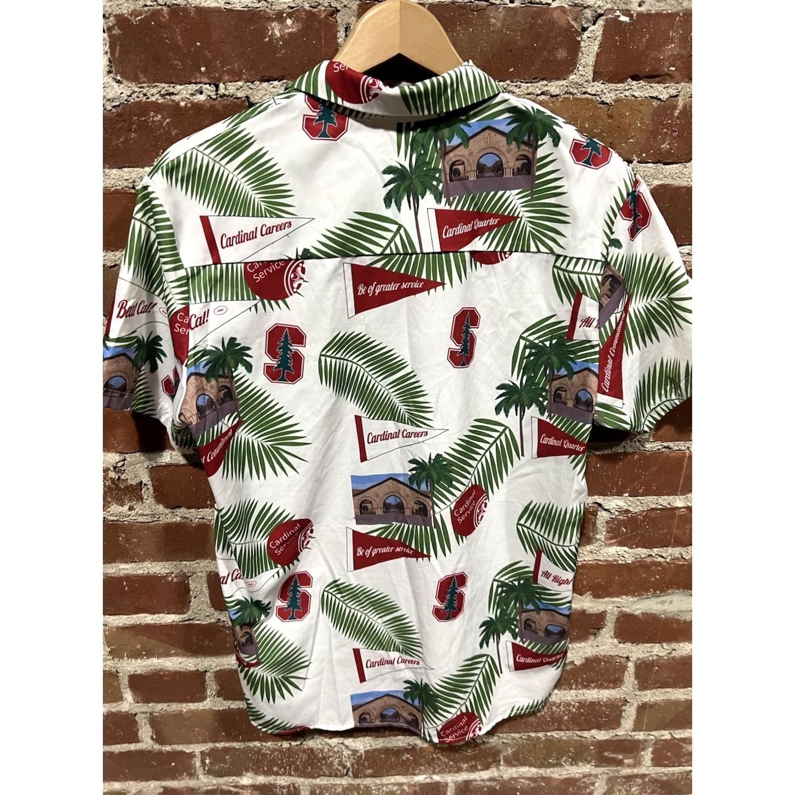 Vintage VINTAGE Stanford Cardinal Shirt Mens XS Green White Hawaiian Cardinal Service Size US XS / EU 42 / 0 - 3 Thumbnail