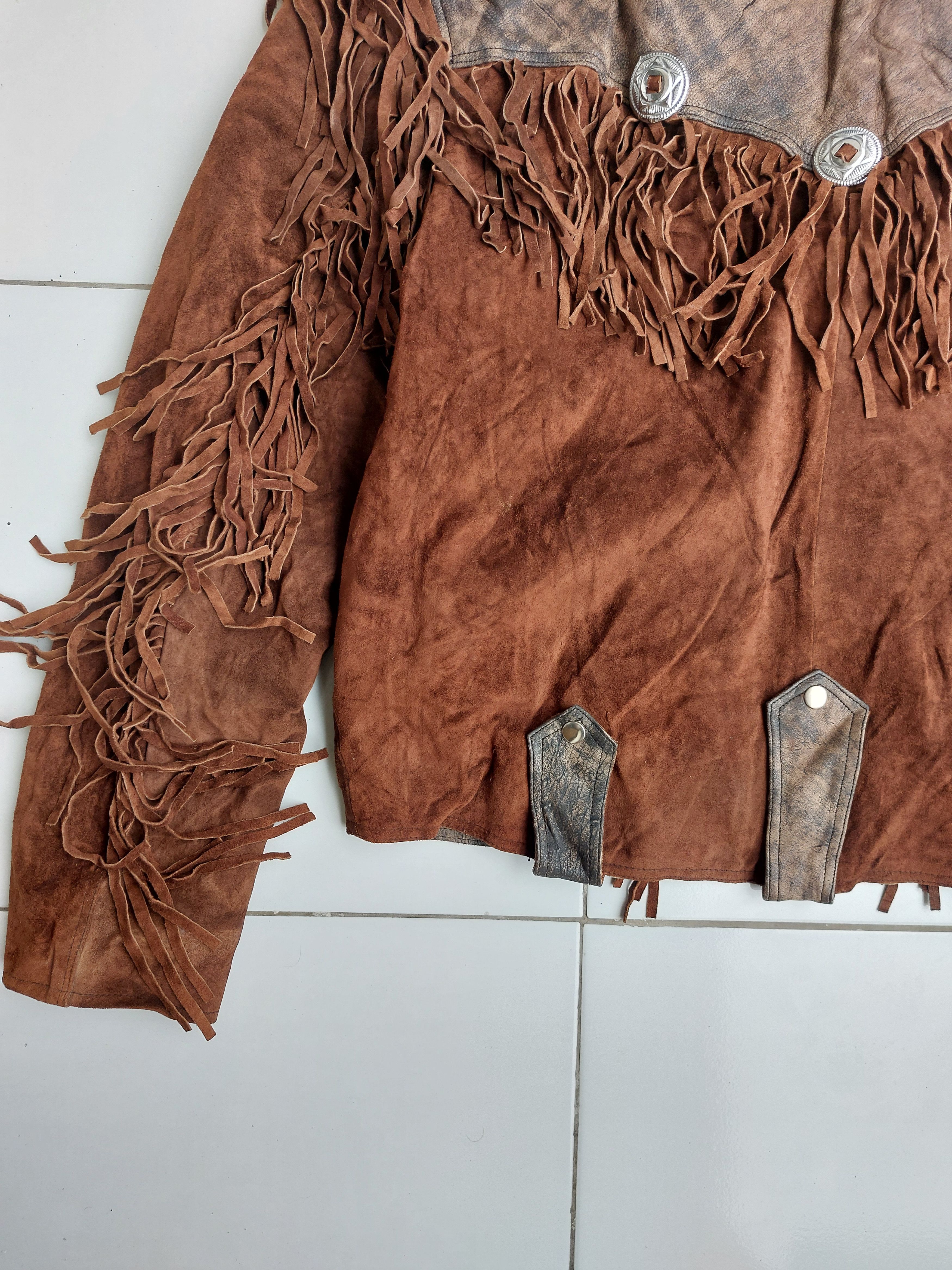 Vintage Akaso Vintage Fringed Leather Jacket Double Breasted Size US XL / EU 56 / 4 - 20 Thumbnail