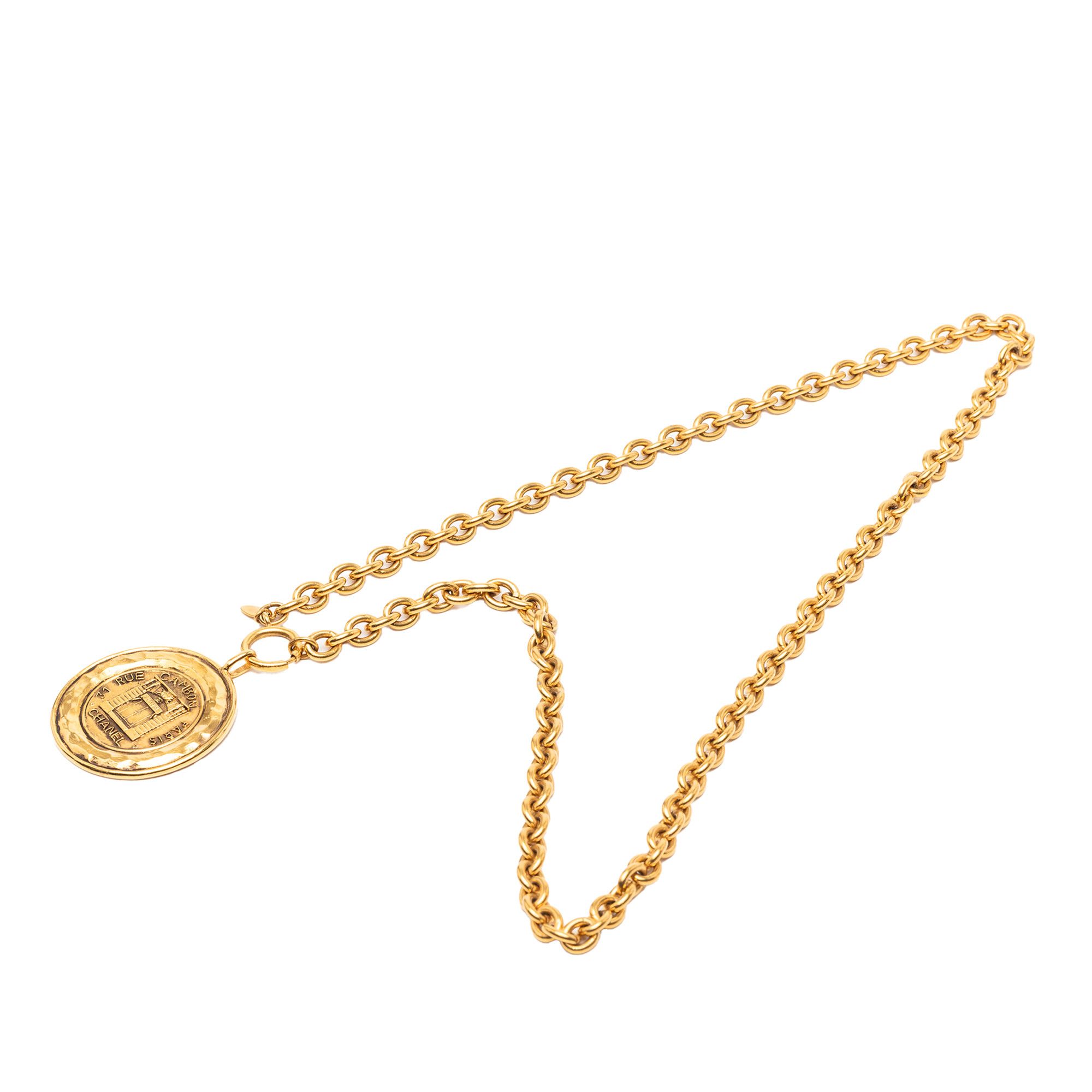 Chanel Chanel Gold Plated 31 Rue Cambon Coin Pendant Necklace Size ONE SIZE - 1 Thumbnail