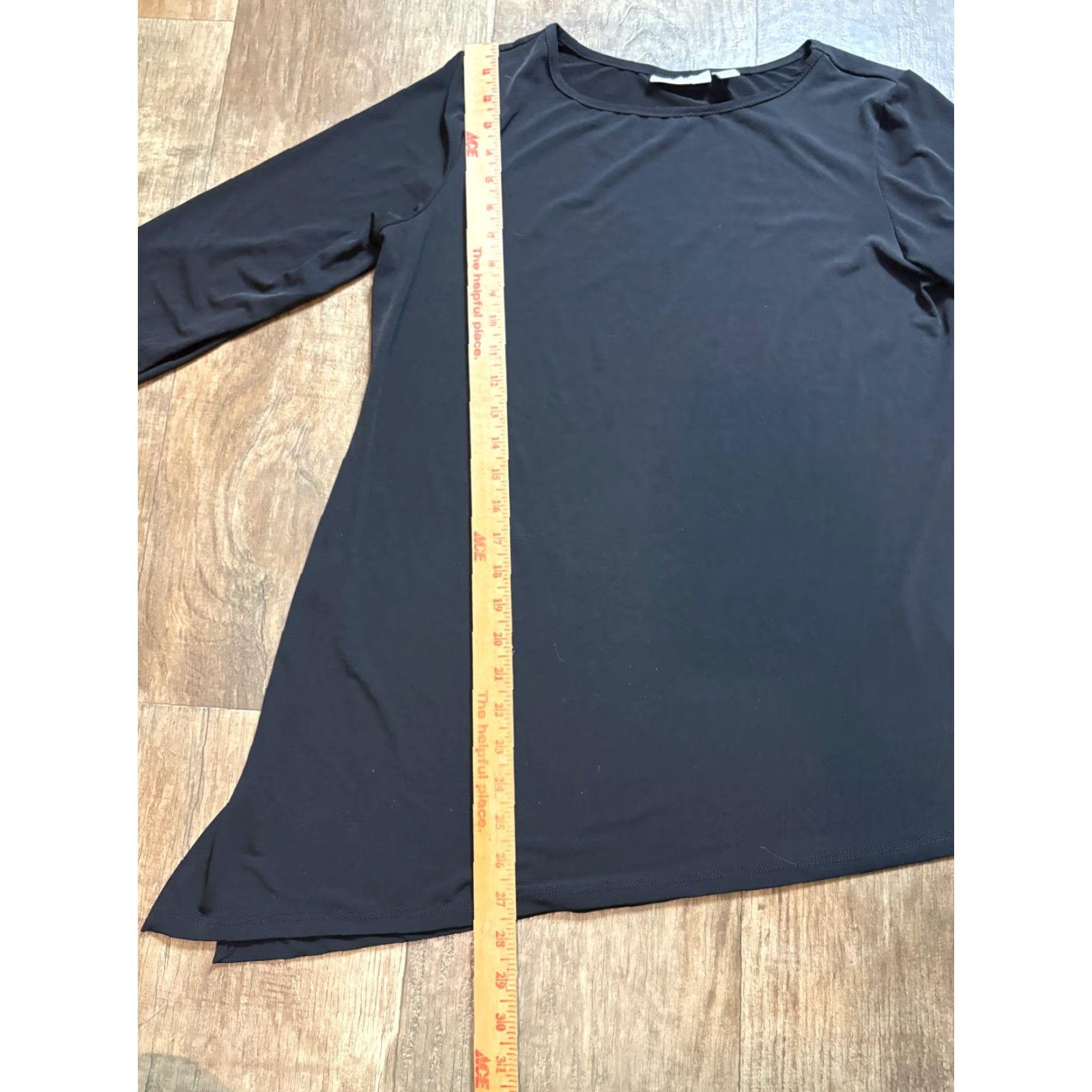 Vintage Susan Graver Blouse Shirt Womens Medium M Black Asymmetrical Stretch Long Sleeve Pullover Blouse Size M / US 6-8 / IT 42-44 - 2 Thumbnail