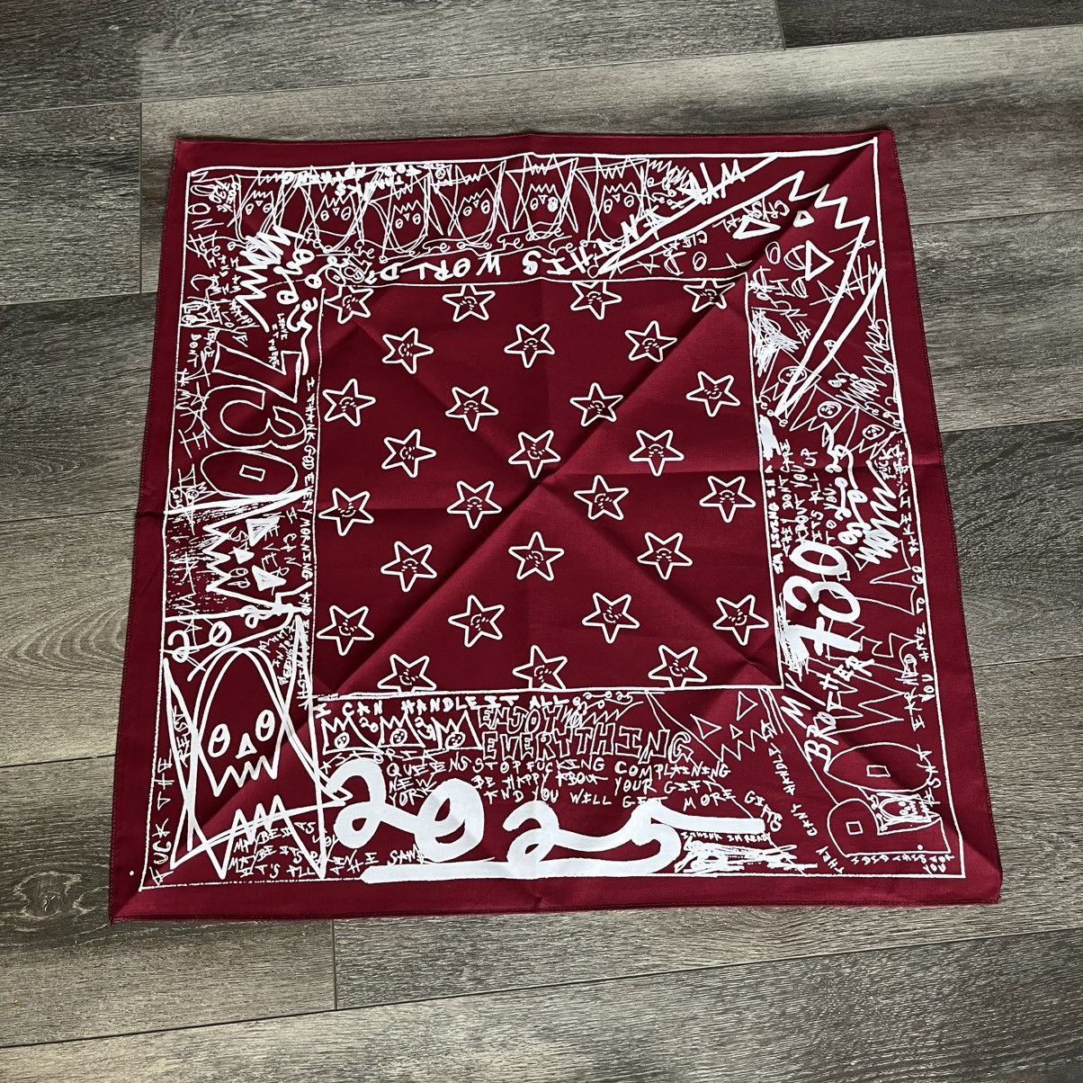 Asspizza New Asspizza 730 Exclusive Bandana Burgundy White Stars Size ONE SIZE - 1 Thumbnail