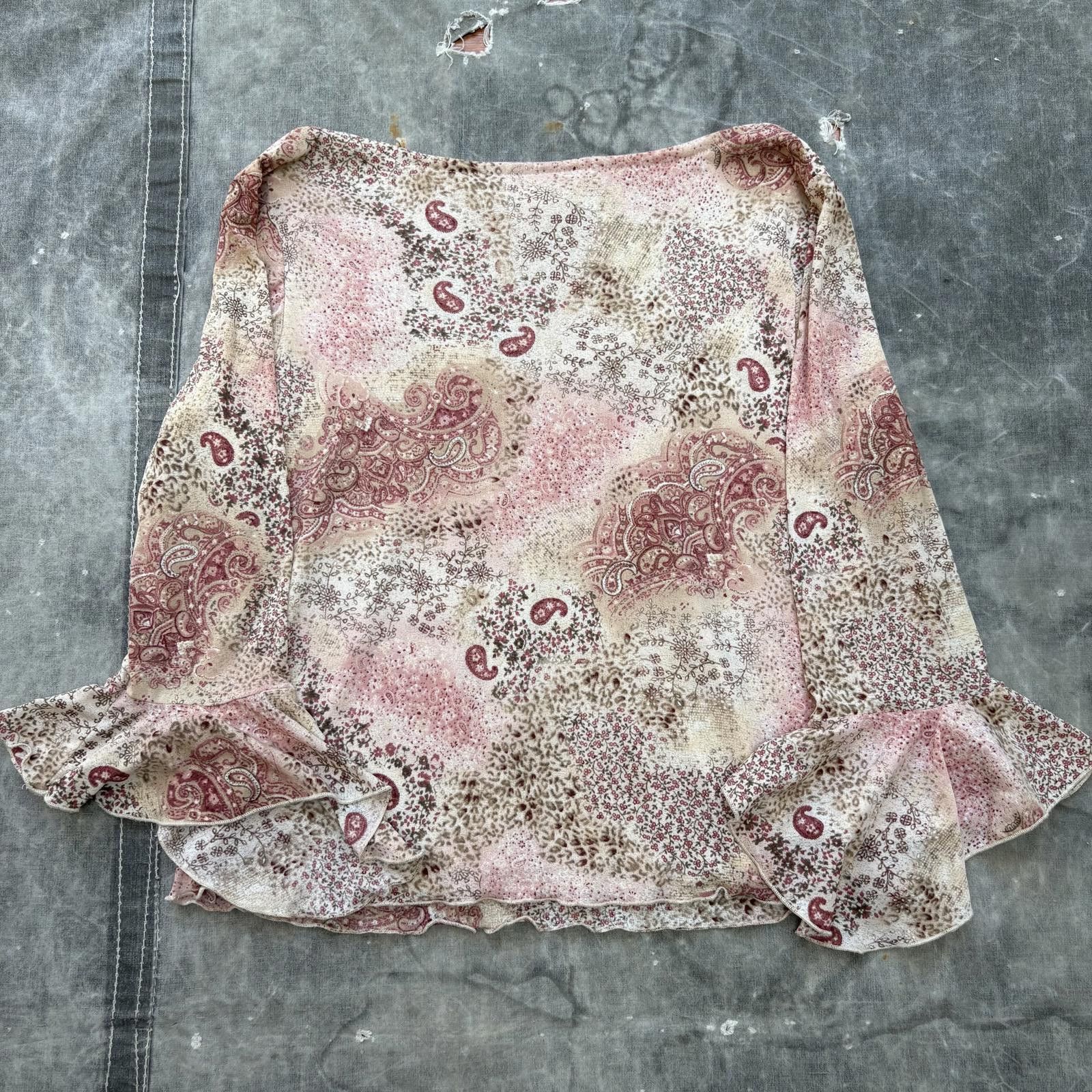 Vintage Vintage 90s Y2K Paisley Floral Flared Sleeves Lined Blouse Size XL / US 12-14 / IT 48-50 - 6 Thumbnail