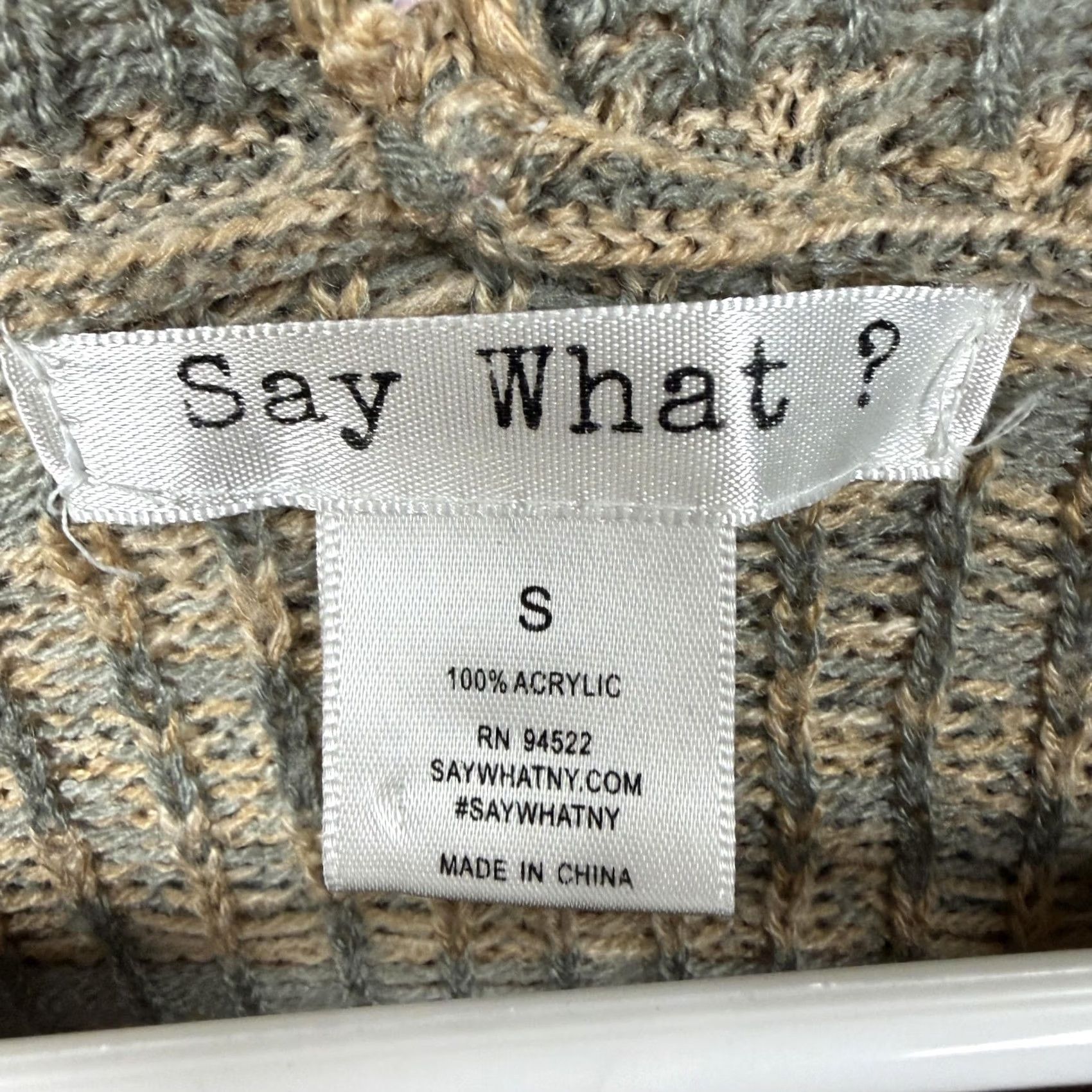 Vintage Say What Tunic Sweater Womens S Tan Knit Hoodie Fringe Aztec Print Boho Festival Size S / US 4 / IT 40 - 5 Thumbnail