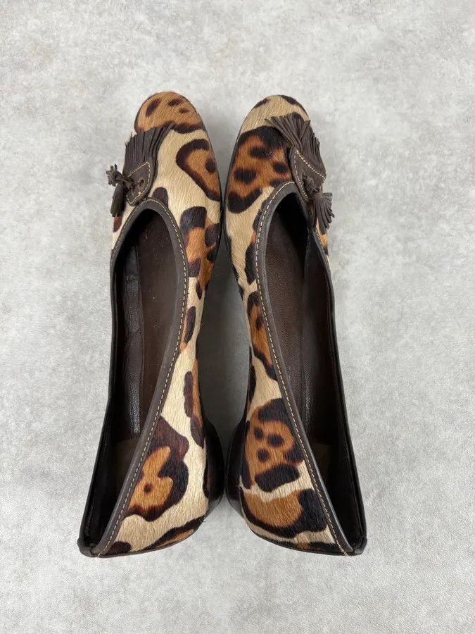 Gucci 2000s Gucci Leopard Print Pony Hair Slip On Ballet Flats Size US 7 / IT 37 - 3 Thumbnail