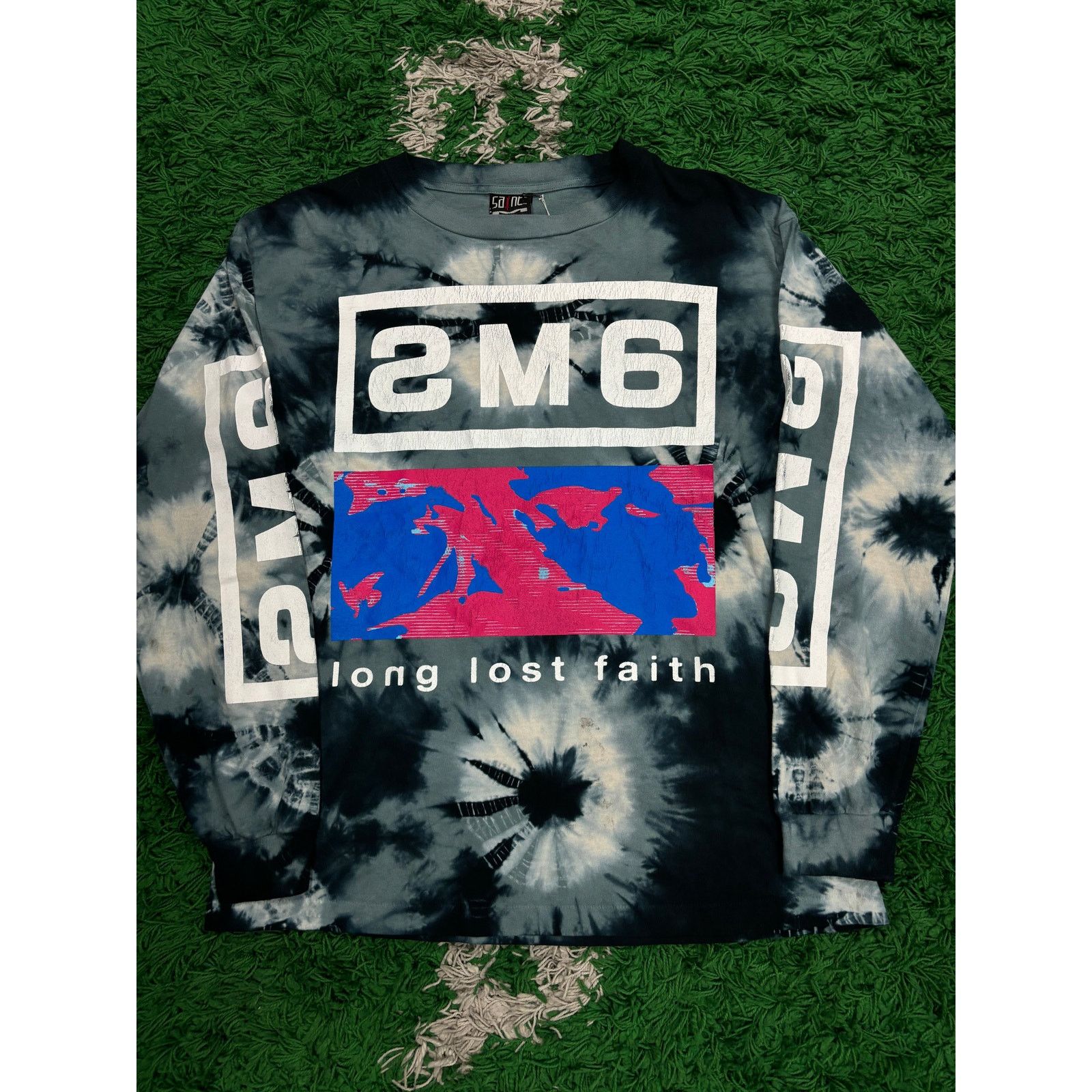 Saint Mxxxxxx L/S Tee Navy Tye Dye Pink Large New
