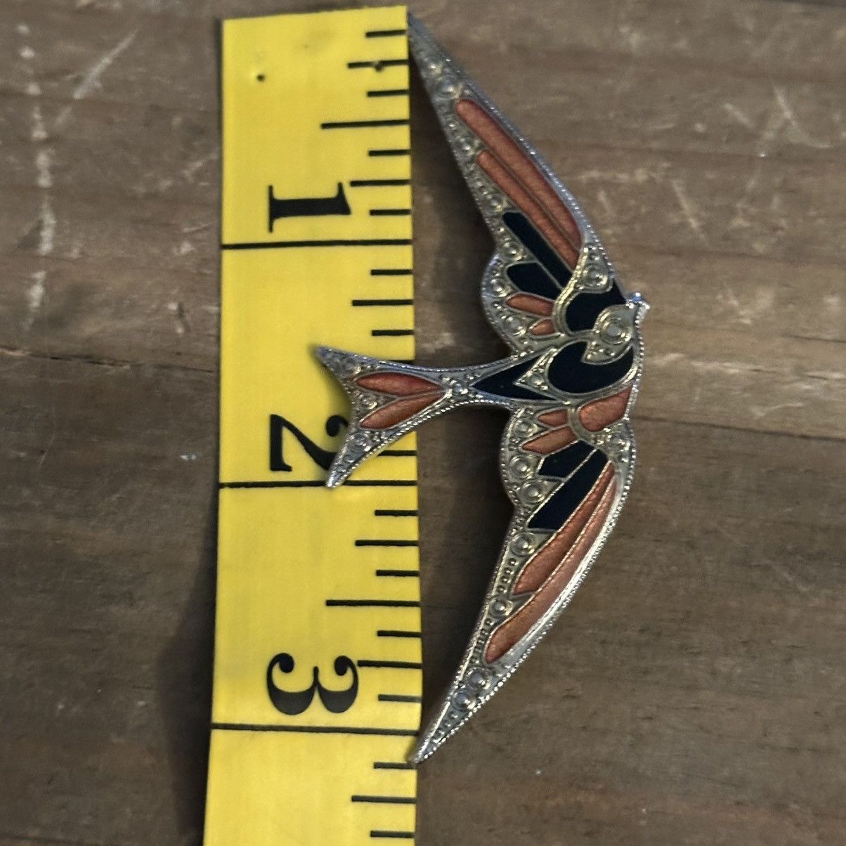 Vintage Vintage bird in flight enamel brooch Size ONE SIZE - 2 Thumbnail