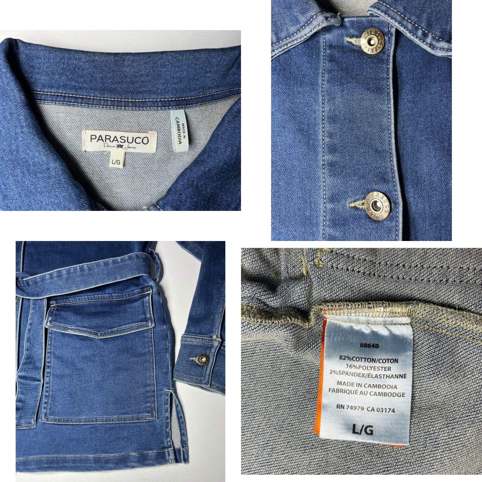 Parasuco VINTAGE Parasuco Denim Jeans Belted Jacket Women's L Blue Belted Jacket Size 36" / US 14 / IT 50 - 8 Thumbnail