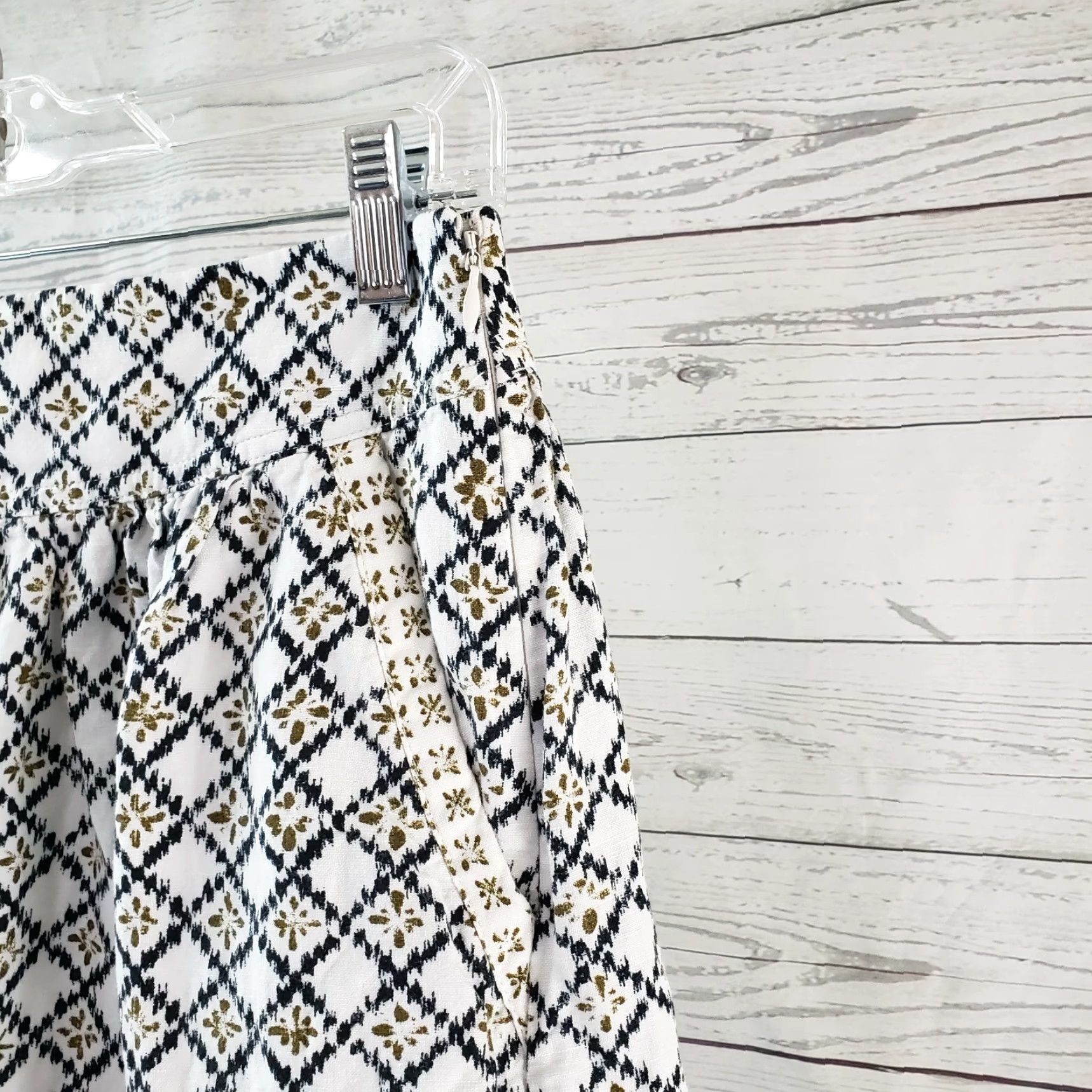 Loft LOFT Ann Taylor Womens Skirt Sz 4 A-Line Linen Blend Pockets Zip White Black Multicolor Short 17.5" Waist 13.5" News? Size 27" / US 4 / IT 40 - 2 Thumbnail