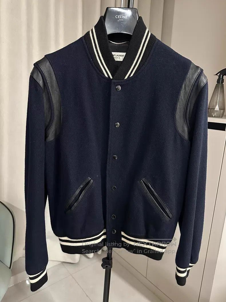 Saint Laurent Paris Saint Laurent Paris Deep blue Teddy wool baseball suit Size US M / EU 48-50 / 2 - 1 Thumbnail