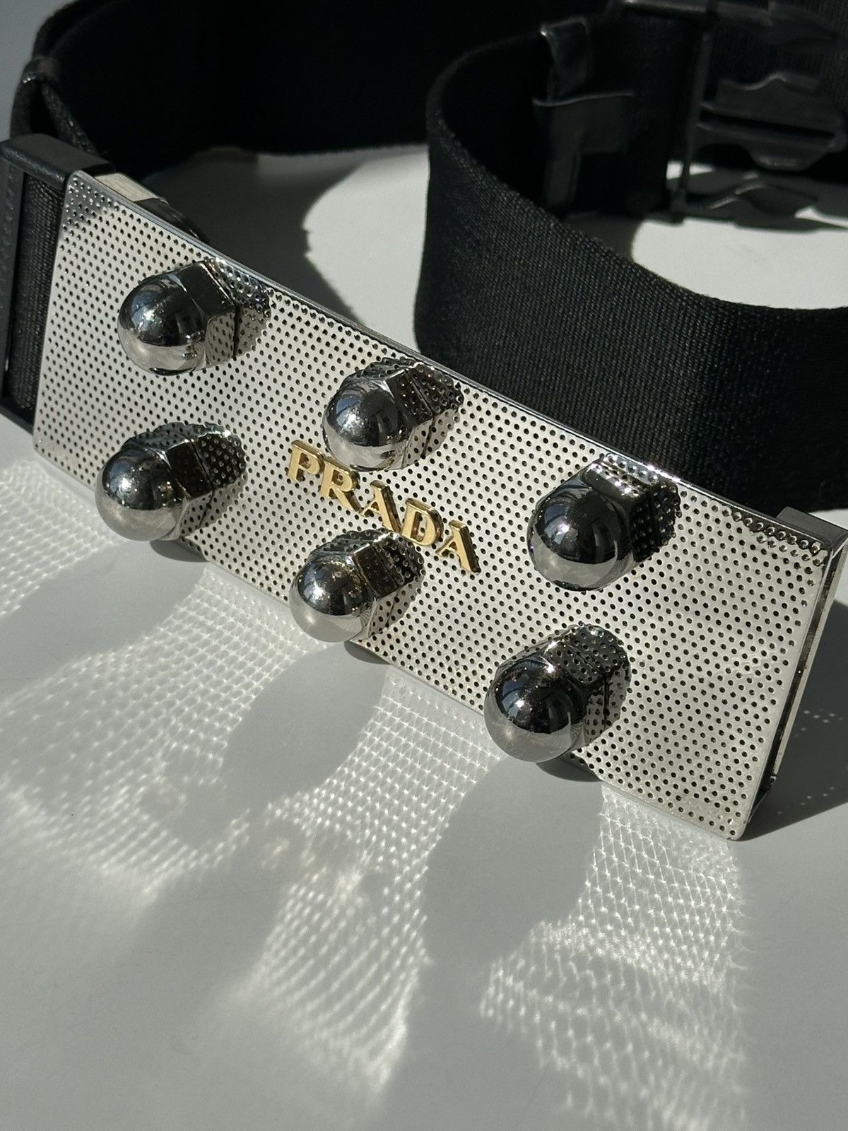 Prada PRADA FW 2007 Massive Studded Screws Logo Metal Belt runway Size ONE SIZE - 10 Thumbnail