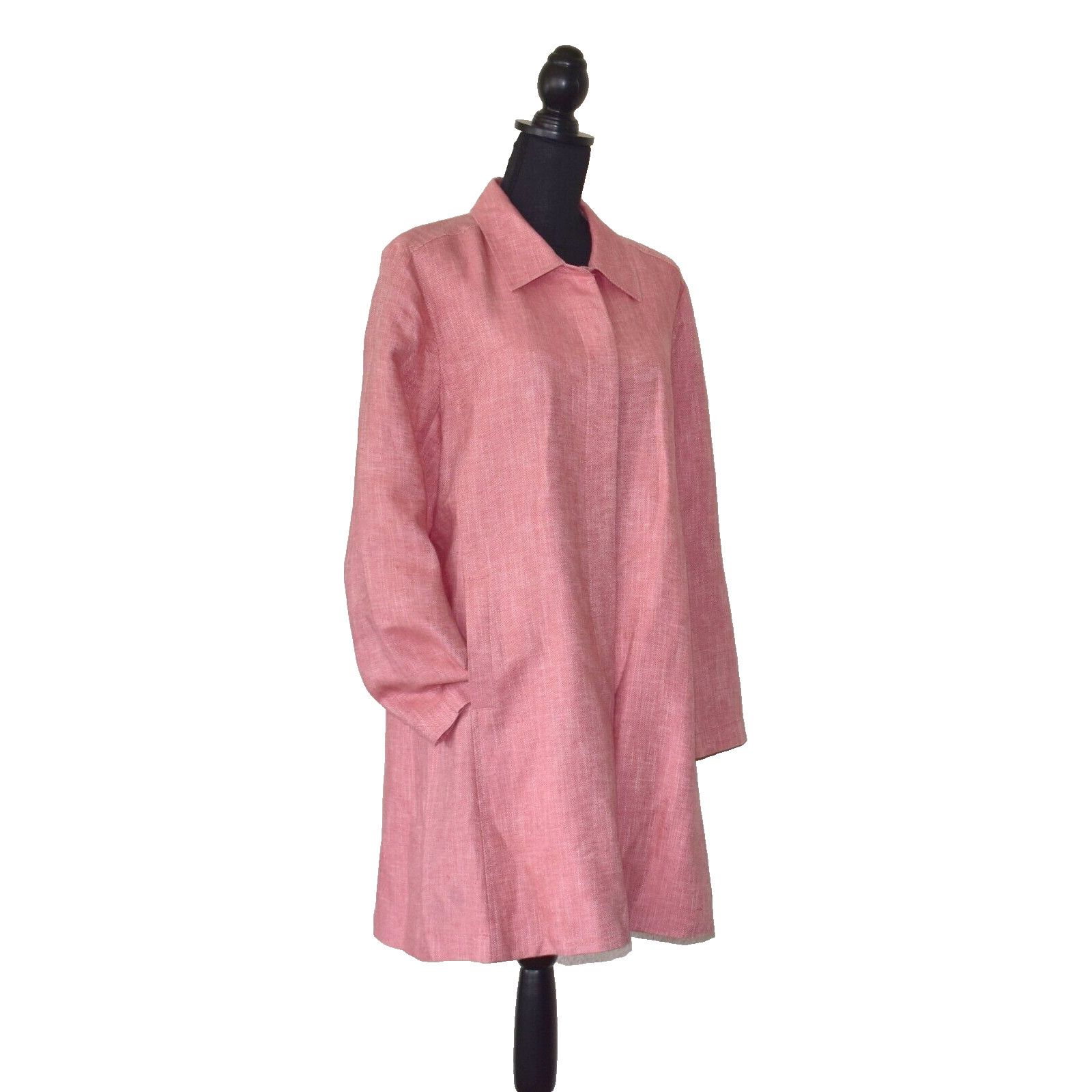 Eileen Fisher NEW EILEEN FISHER Pink Linen Cotton Trench Over Coat Sz L Size L / US 10 / IT 46 - 3 Thumbnail