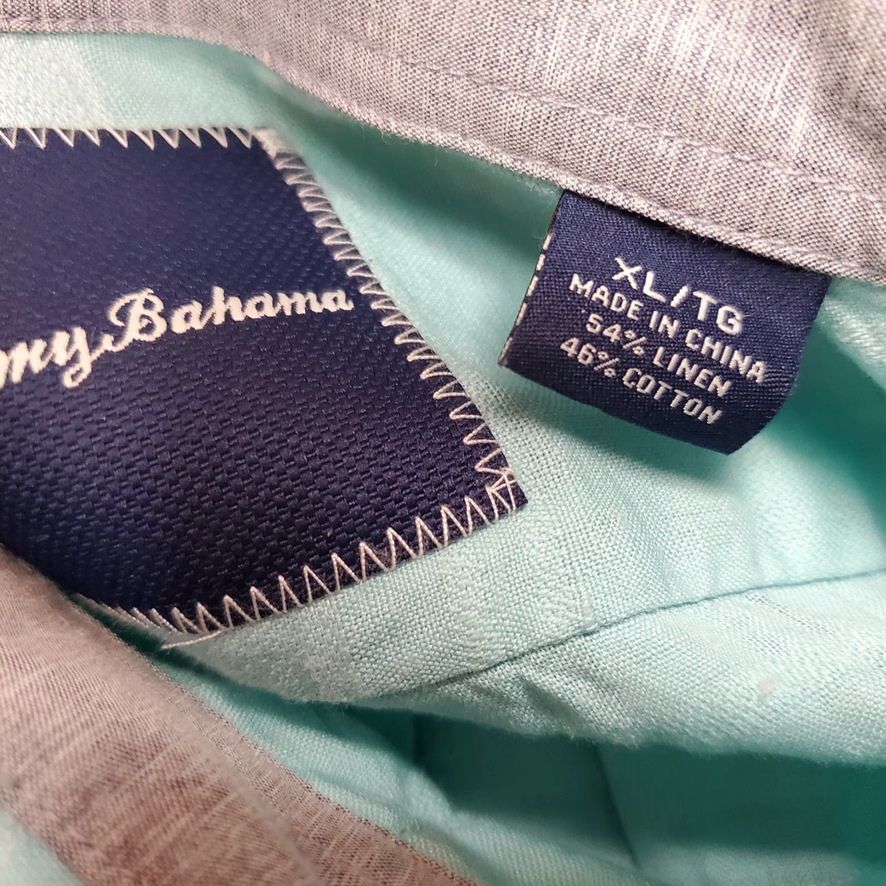 Tommy Bahama VINTAGE Tommy Bahama Shirt Mens XL Aqua Texture Mono Plaid Linen Blend Casual Size US XL / EU 56 / 4 - 4 Thumbnail