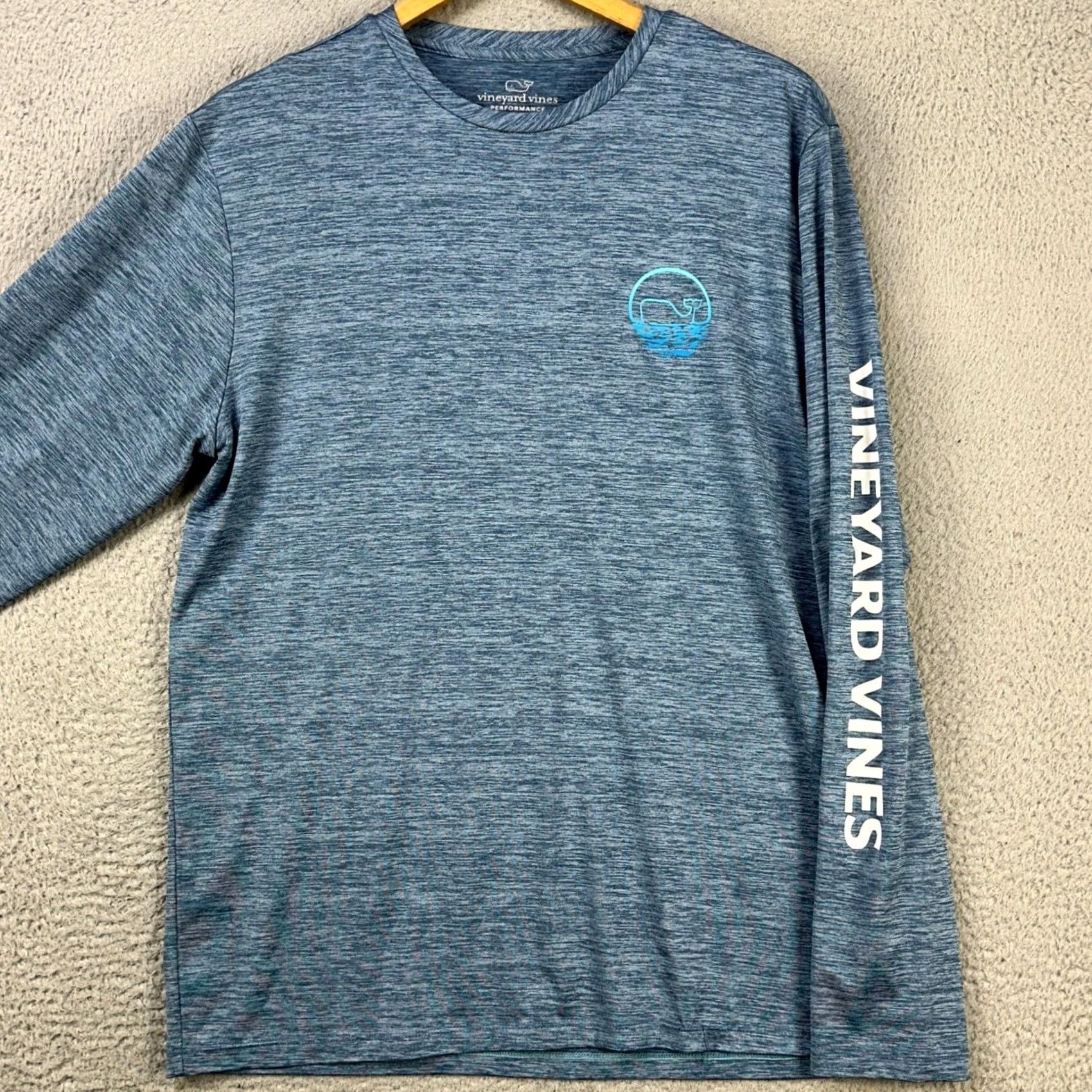 Vineyard Vines Vineyard Vines Performance Shirt Mens Medium Blue Pullover Crew Neck Logo Stretch Breathable Long Sleeve Running Cross Training Mens Size US M / EU 48-50 / 2 - 3 Thumbnail