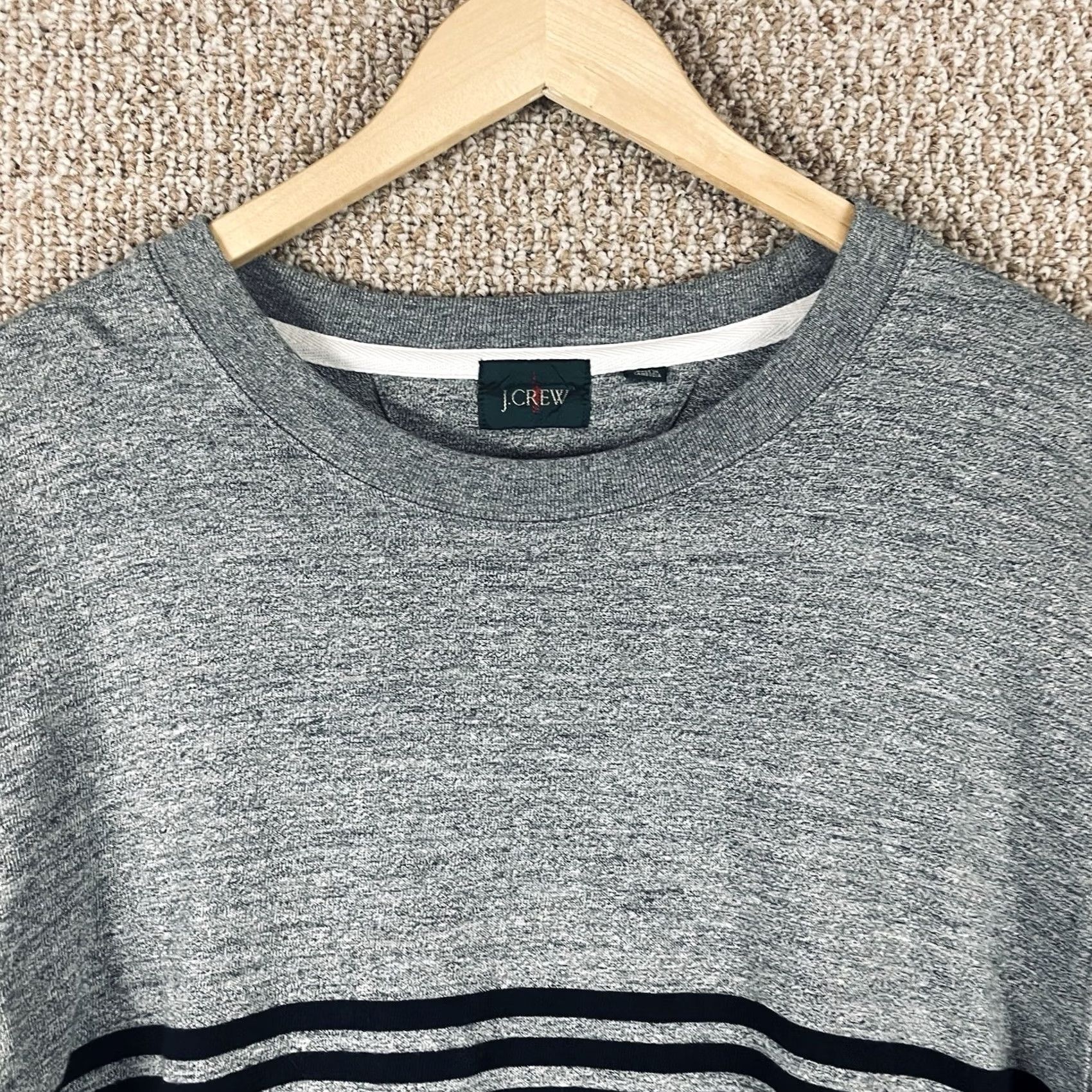 J.Crew J.CREW Oarsman Shirt Men XL Gray Stripe Heavyweight Elbow Patch Cotton T342 Size US XL / EU 56 / 4 - 2 Thumbnail