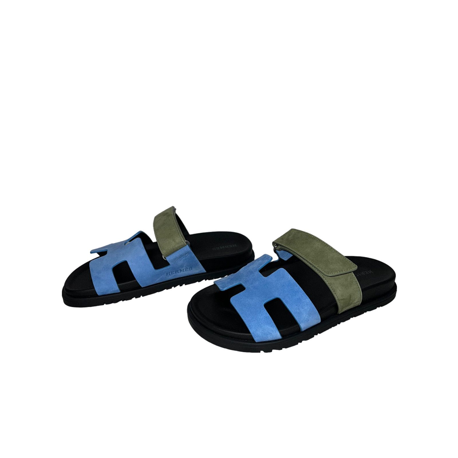 Hermes Hermes Chypre Sandal Blue Cameo Vert Celadon Green Strap Size US 7.5 / IT 37.5 - 14 Thumbnail
