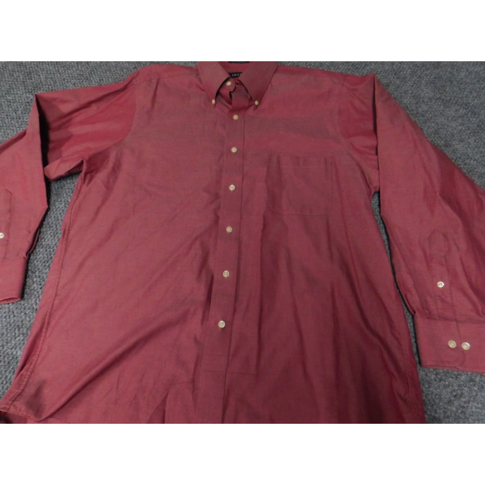 Izod IZOD Shirt Mens Large Red Easy Care Classic Button-Up Knit Cotton Long Sleeve Collared Button-Down Logo Size US L / EU 52-54 / 3 - 2 Thumbnail