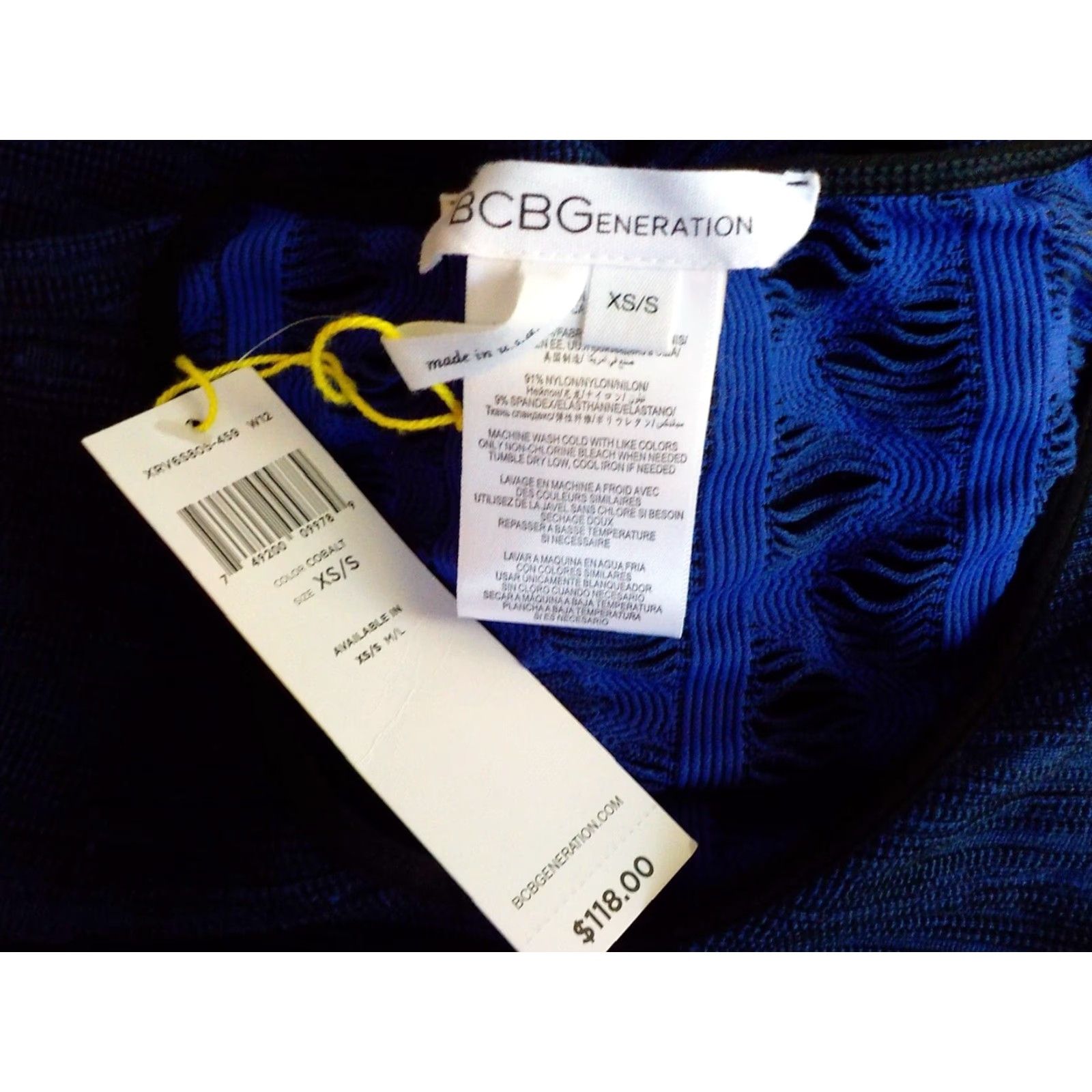 Bcbgmaxazria VINTAGE BCBGMAXAZRIA BCBG Generation LS Knit Mini Dress w Lace Back Blue XS/S Women Dress XS/S NWT Lace Back Blue Womens Size XS / US 0-2 / IT 36-38 - 6 Thumbnail