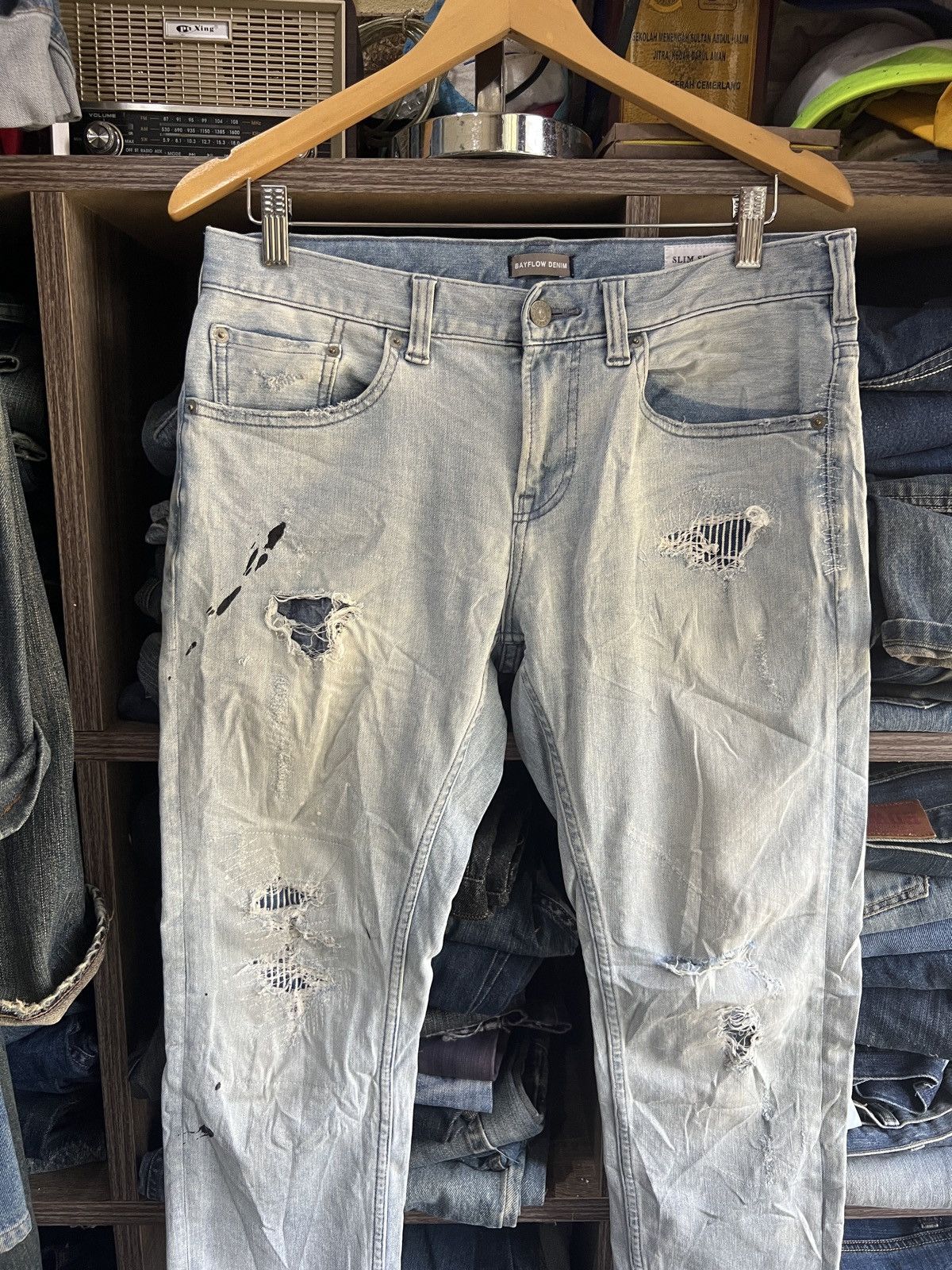 Japanese Brand 🔥Bayflow Denim Slim Skinny Distressed Denim Size US 33 - 5 Thumbnail