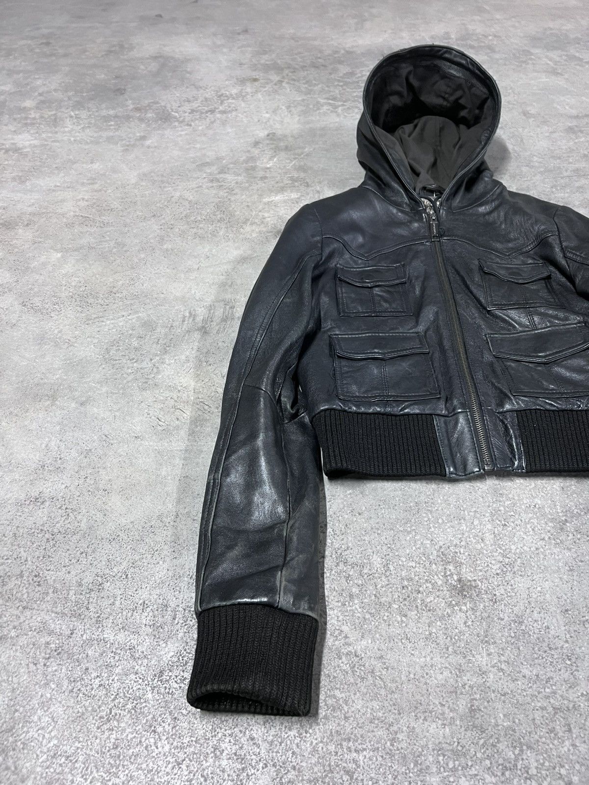 Rick Owens Real Leather Avant Garde Hooded Cropped Jacket Size S / US 4 / IT 40 - 2 Thumbnail