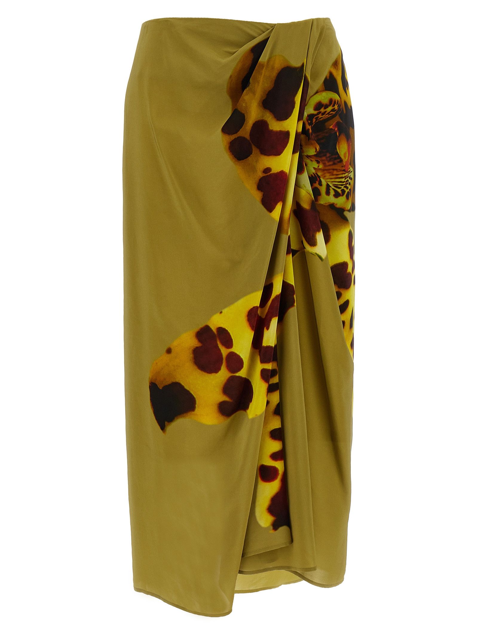 Dries Van Noten Sheraz viscose and cotton skirt with reptile