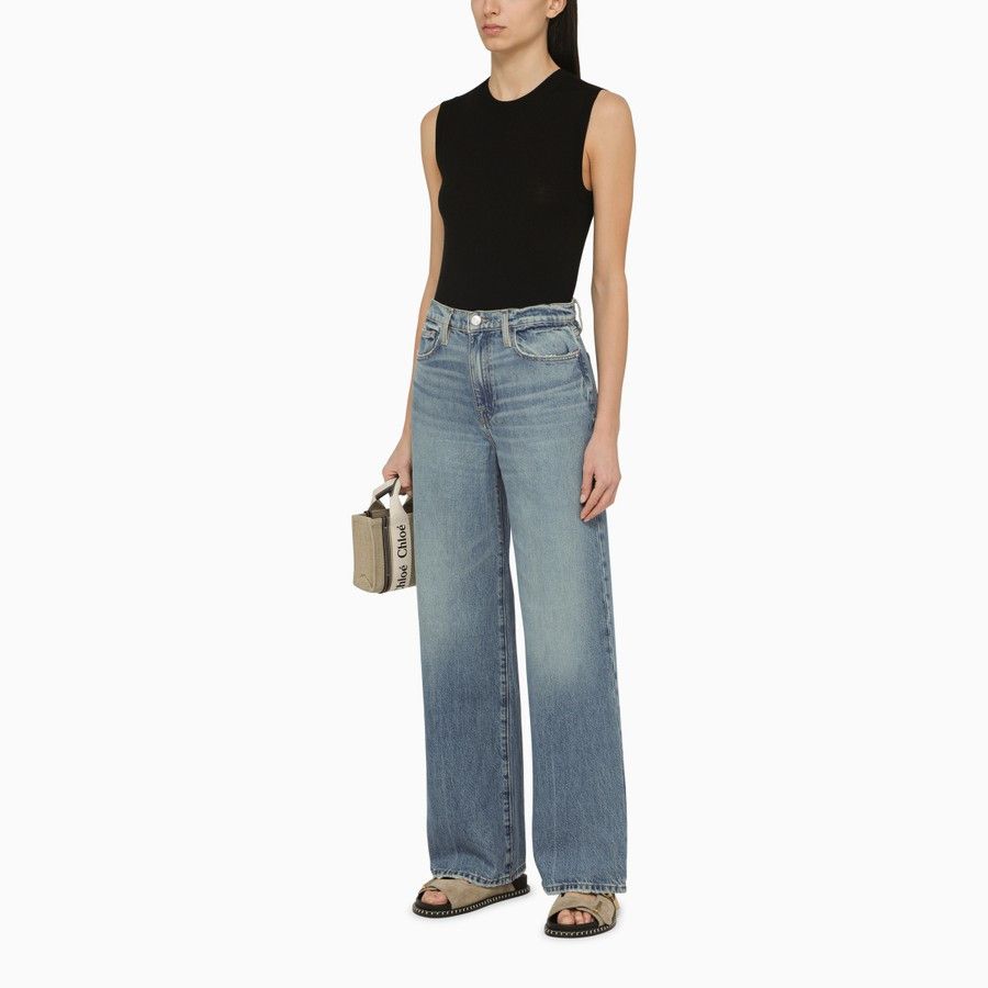 Frame o1d2blof0824 Denim Wide-Leg Jeans in Blue Size 27" / US 4 / IT 40 - 2 Thumbnail