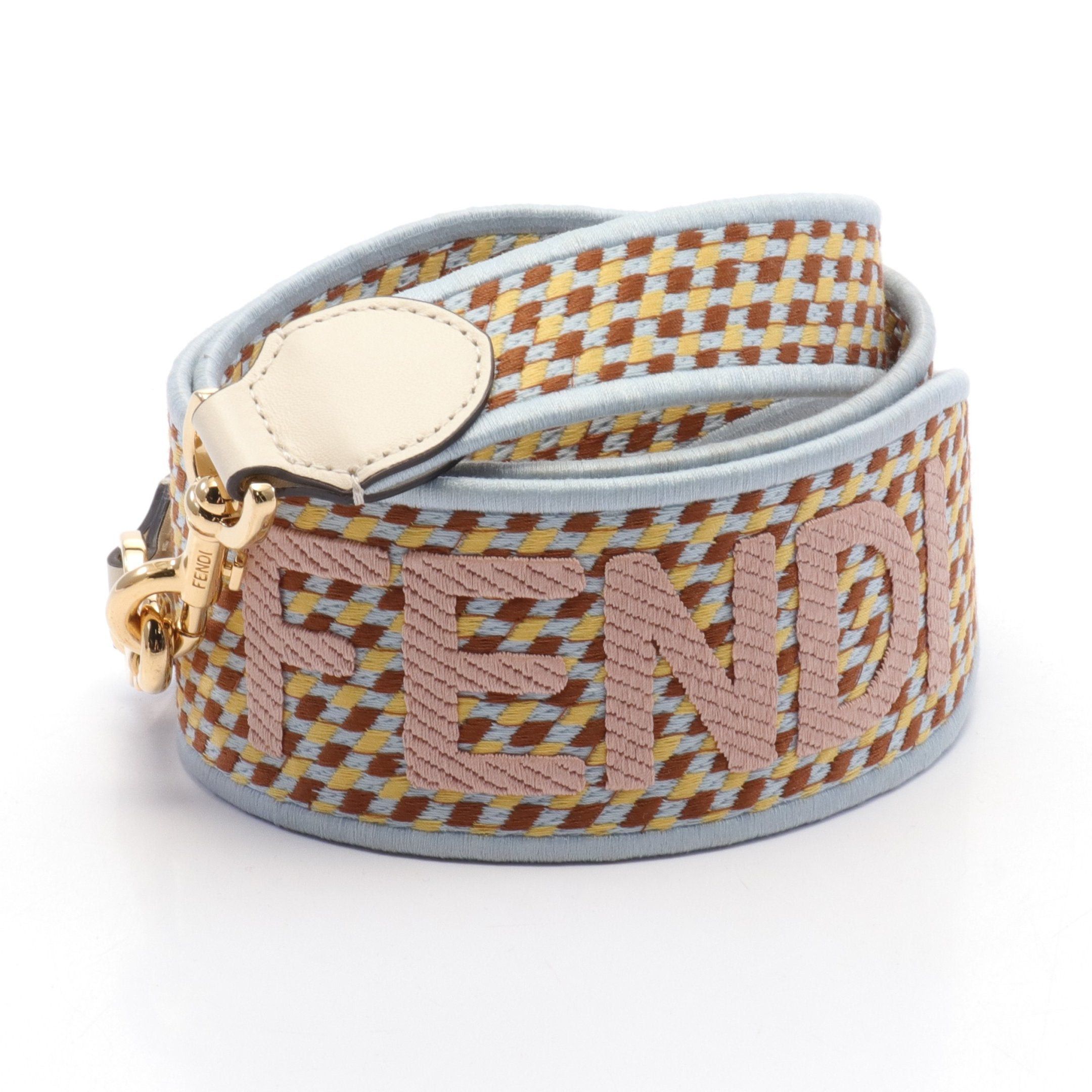 Fendi Fendi Strap You Shoulder Logo Canvas Leather Light Blue Multicolor Size ONE SIZE - 1 Thumbnail