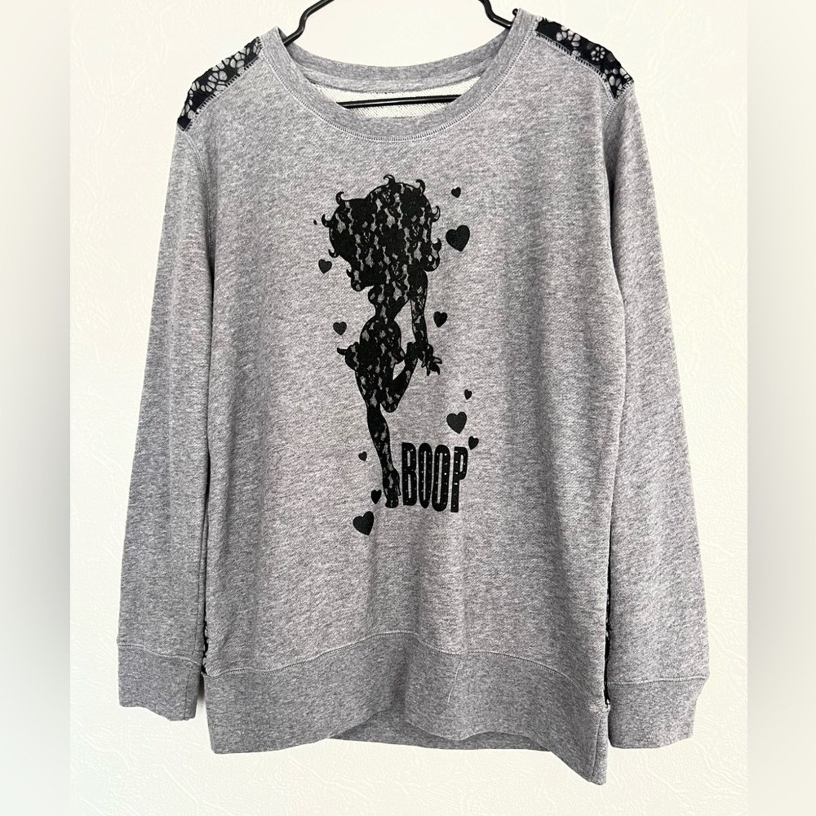 Universal Studios MODERN BETTY BOOP SWEATSHIRT GRAY BLACK LACE XXL UNIVERSAL Size XXL / US 16-18 / IT 52-54 - 1 Thumbnail