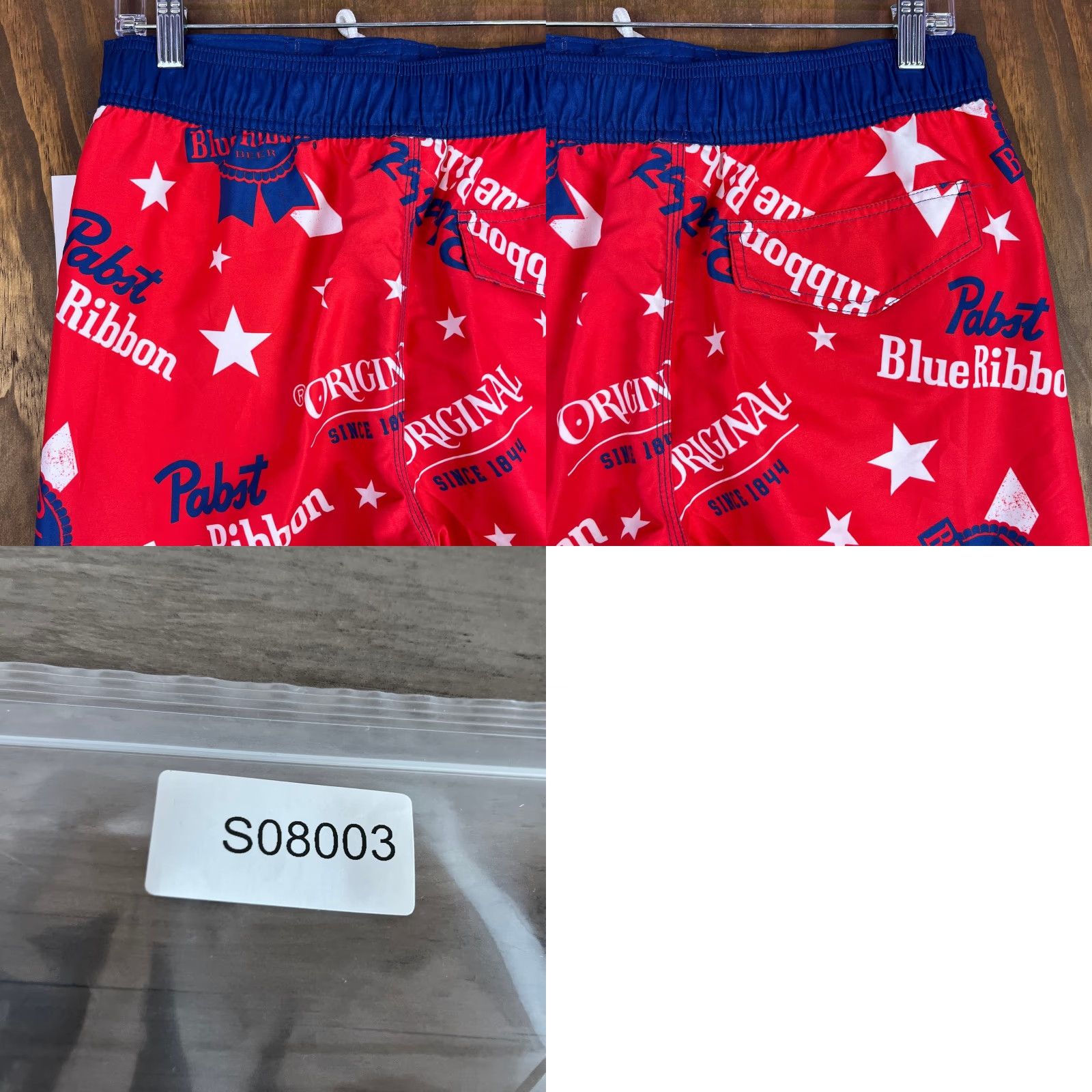 Vintage Pabst Blue Ribbon Mens Shorts Red White Blue Star Swim Surf Beach Trunks Small Size US 29 - 9 Thumbnail
