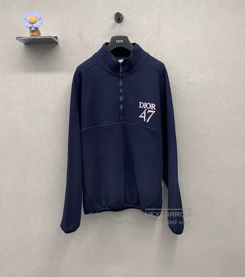 Dior Dior Dark blue embroidered half-zip sweatshirt Size US L / EU 52-54 / 3 - 1 Thumbnail