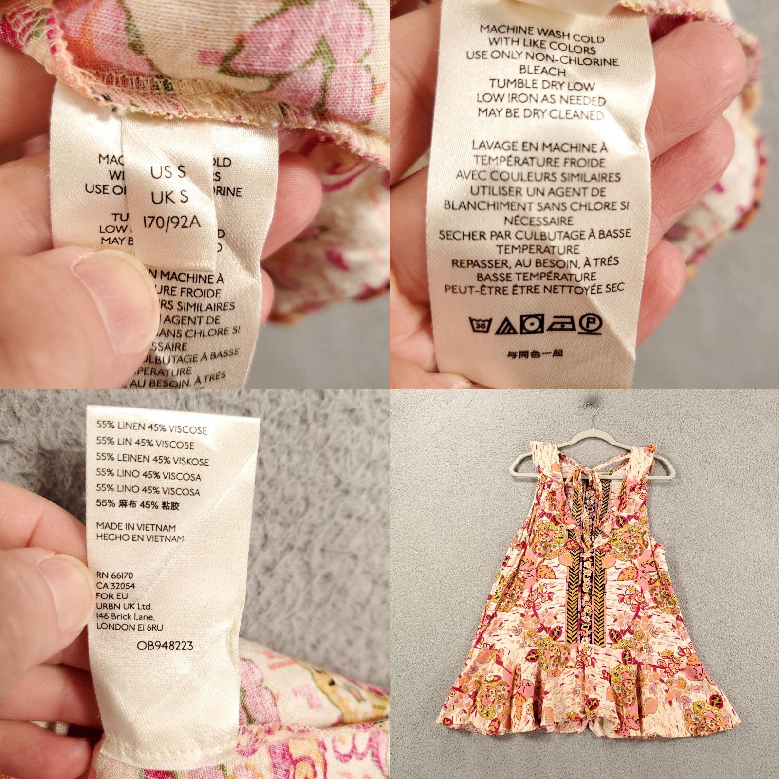 Free People Free People Blouse Tunic Womens Small S Linen Multicolor Boho Ruffle Open Back Round Neck Sleeveless Vest/Shirt Style Casual Travel Business Mens? Size S / US 4 / IT 40 - 8 Thumbnail