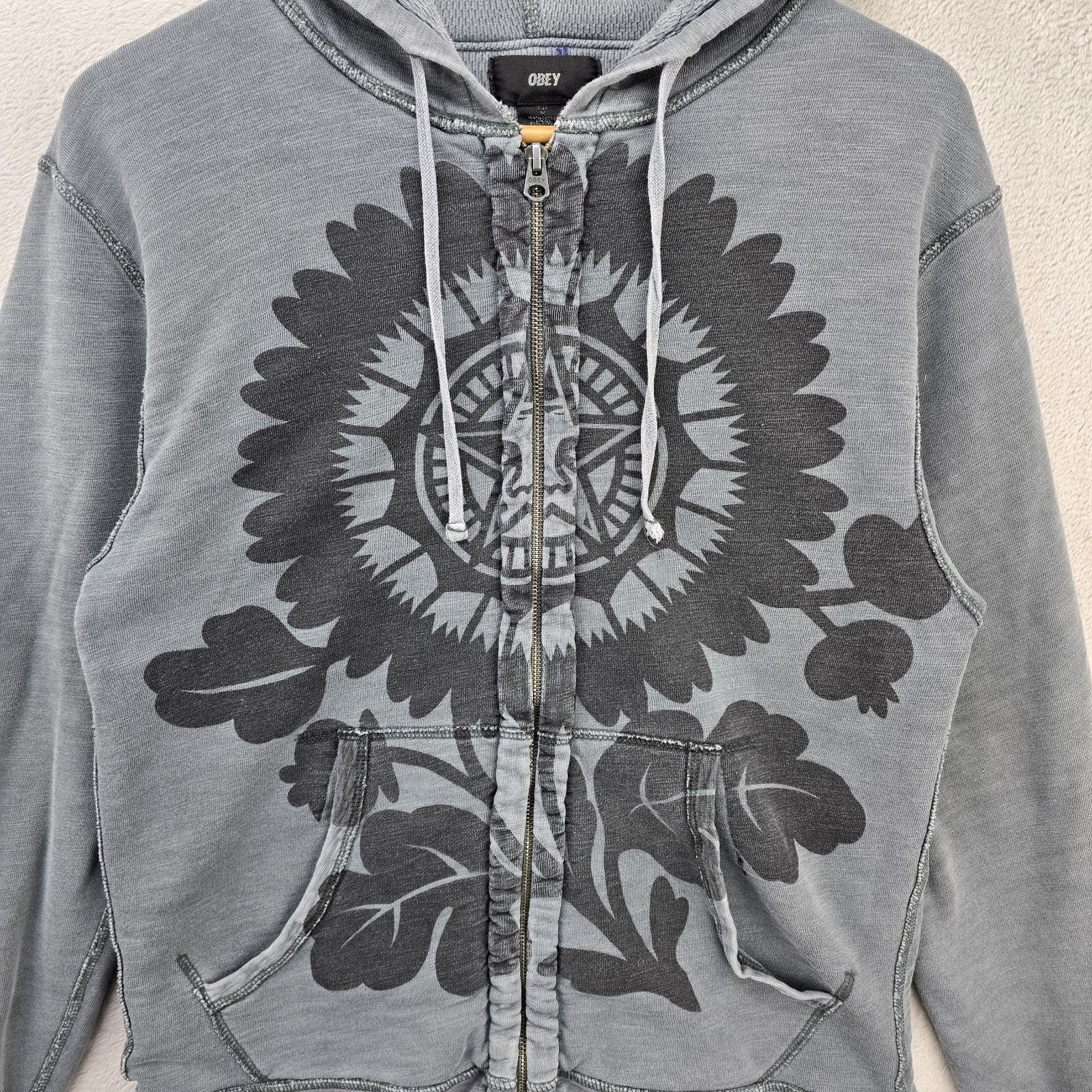 Obey Vtg Obey Full-Zip Hoodie Sweatshirt Medium Flower Skater Y2K Size US M / EU 48-50 / 2 - 3 Thumbnail