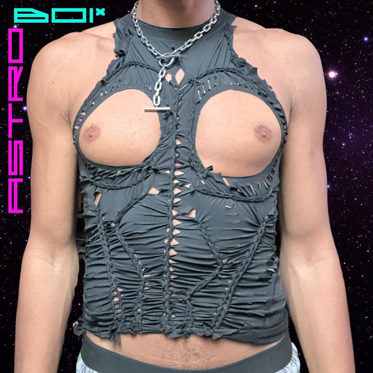 Designer ASTROBOI* 'High Beams' Braided Lycra Party Top - Large Size L / US 10 / IT 46 - 2 Thumbnail