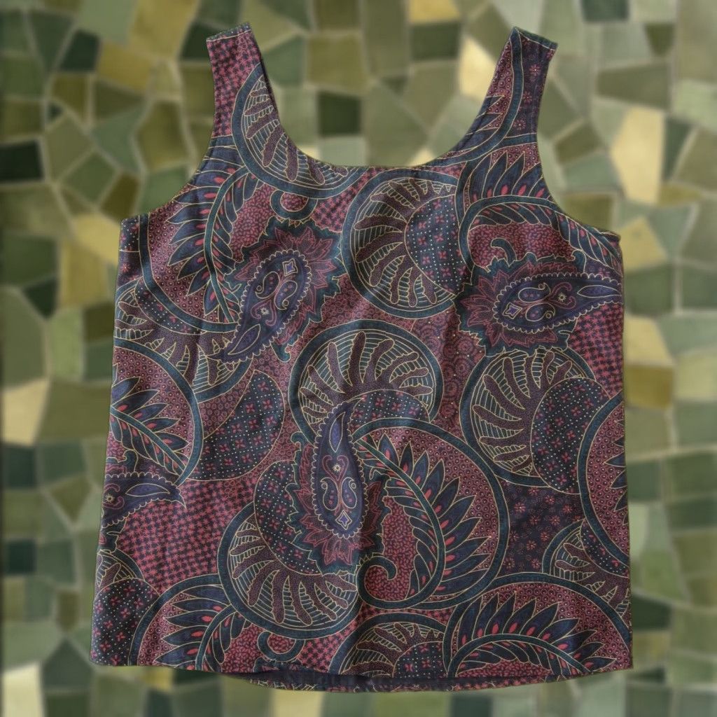 Vintage AST Black Red Green Floral 100% Silk Sleeveless Tank Top Blouse Women Size 6 Size M / US 6-8 / IT 42-44 - 1 Thumbnail