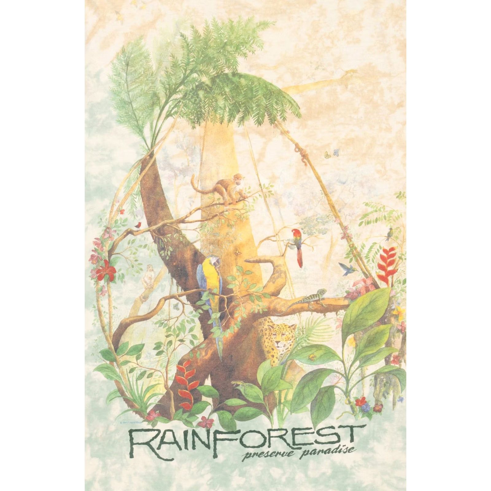 Liquid Blue VINTAGE Liquid Blue Rainforest Preserve Paradise Tie Dye Single Stitch T-Shirt XX-Large Green Unisex Adults 1990s Mens Womens Size US XXL / EU 58 / 5 - 3 Thumbnail