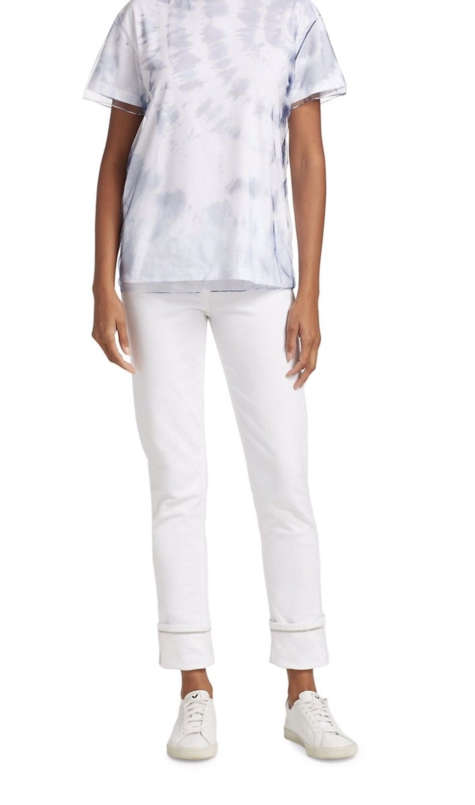 Fabiana Filippi Fabiana Filippi Slim Cut Beaded Cuff Jeans White RRP $550 Size 34" / US 12 / IT 48 - 2 Thumbnail