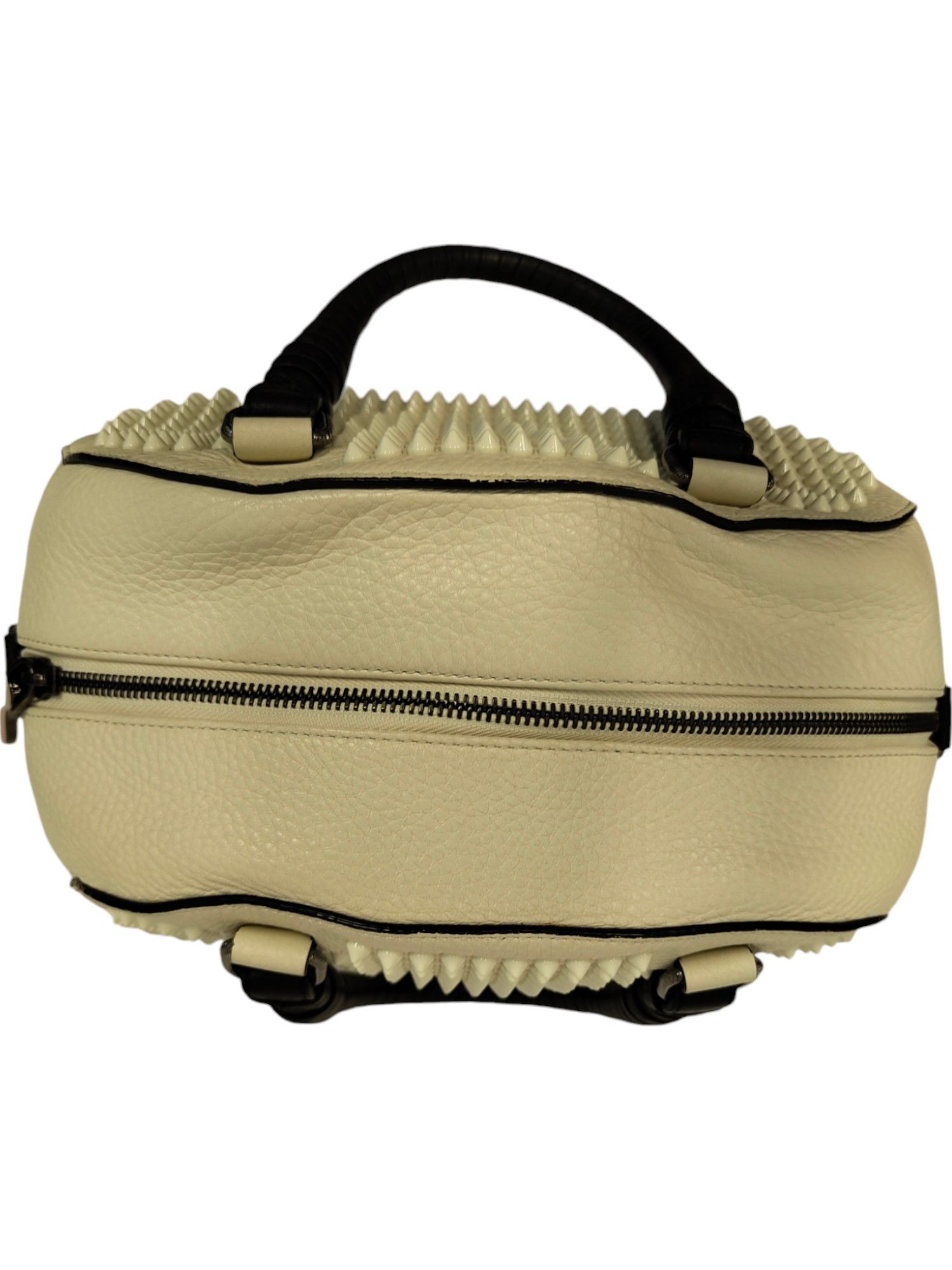 Christian Louboutin Cream White Panettone Spiked Bowler Bag With Black Handle Size ONE SIZE - 6 Thumbnail