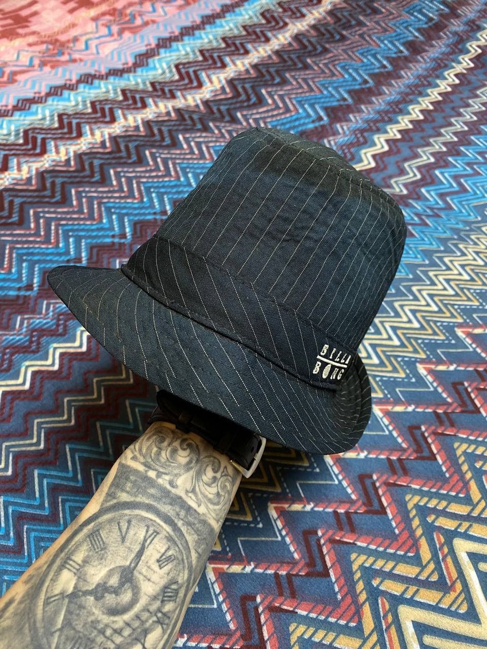 Billabong Hats striped Vintage black Y2K big logo Bilabong streetwear Size ONE SIZE - 8 Thumbnail