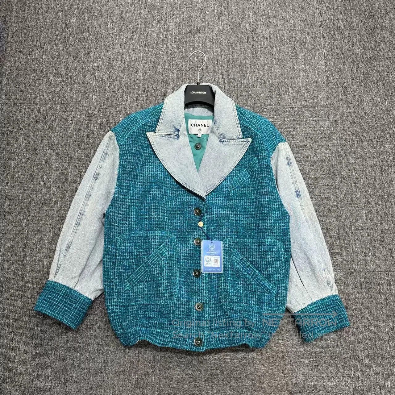 Chanel Chanel Woven Denim Panel Jacket. Size XXS / US 00 / IT 34 - 1 Thumbnail