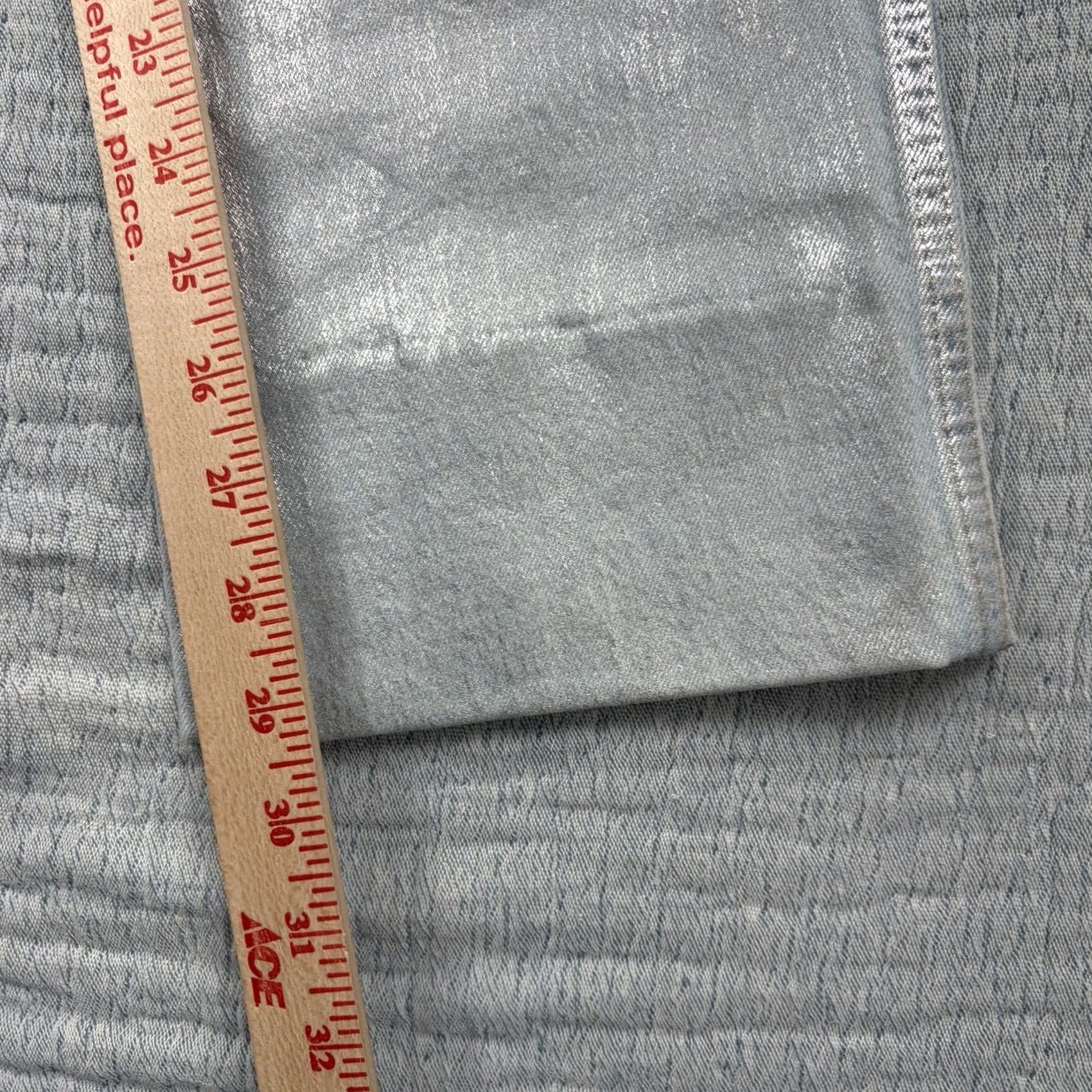 Johnny Was VINTAGE Johnny Was x Sasson Silver Metallic Waxed Jeans Straight Regular Fit Y2K 28X29.5 Womens Jeans Size 28" / US 6 / IT 42 - 3 Thumbnail