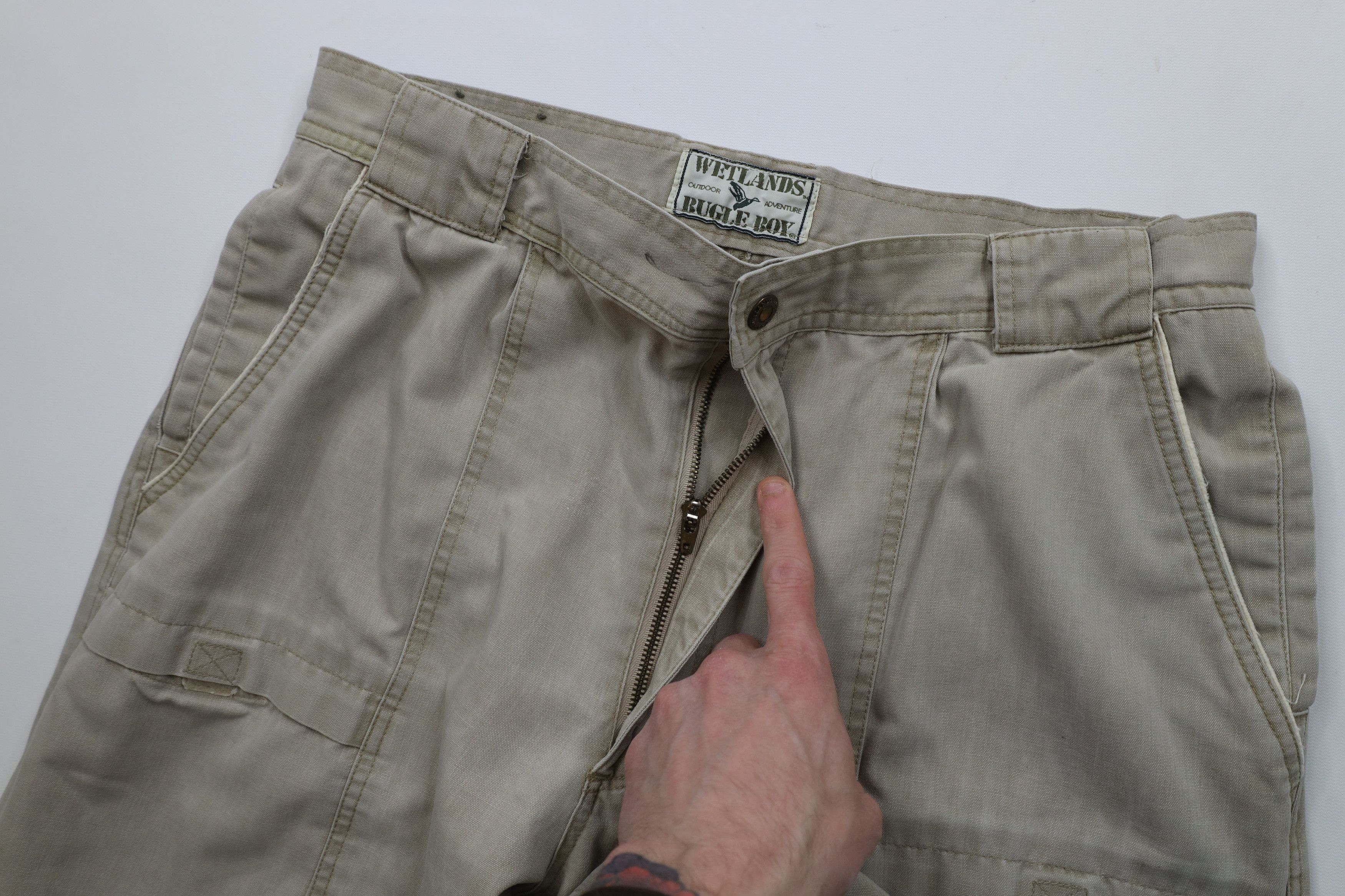 Vintage Vintage 90s Streetwear Wide Leg Front Cargo Pants Beige Size US 36 / EU 52 - 7 Thumbnail