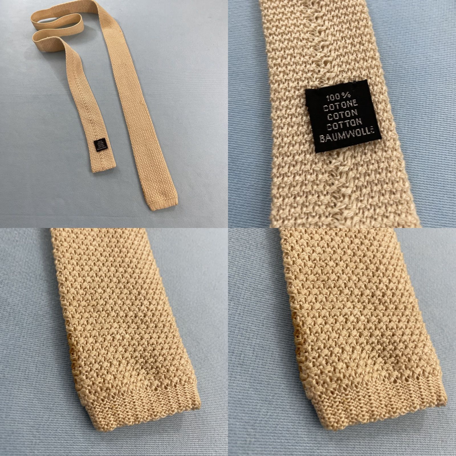 Vintage Vtg 1960 Square Tip Skinny Necktie Cream Brown 100% Cotton Knit Tie 2x52 Read Tie, Vintage, 1960s, Brown, Cream, Knit, Skinny, Men, One Size Size ONE SIZE - 8 Thumbnail