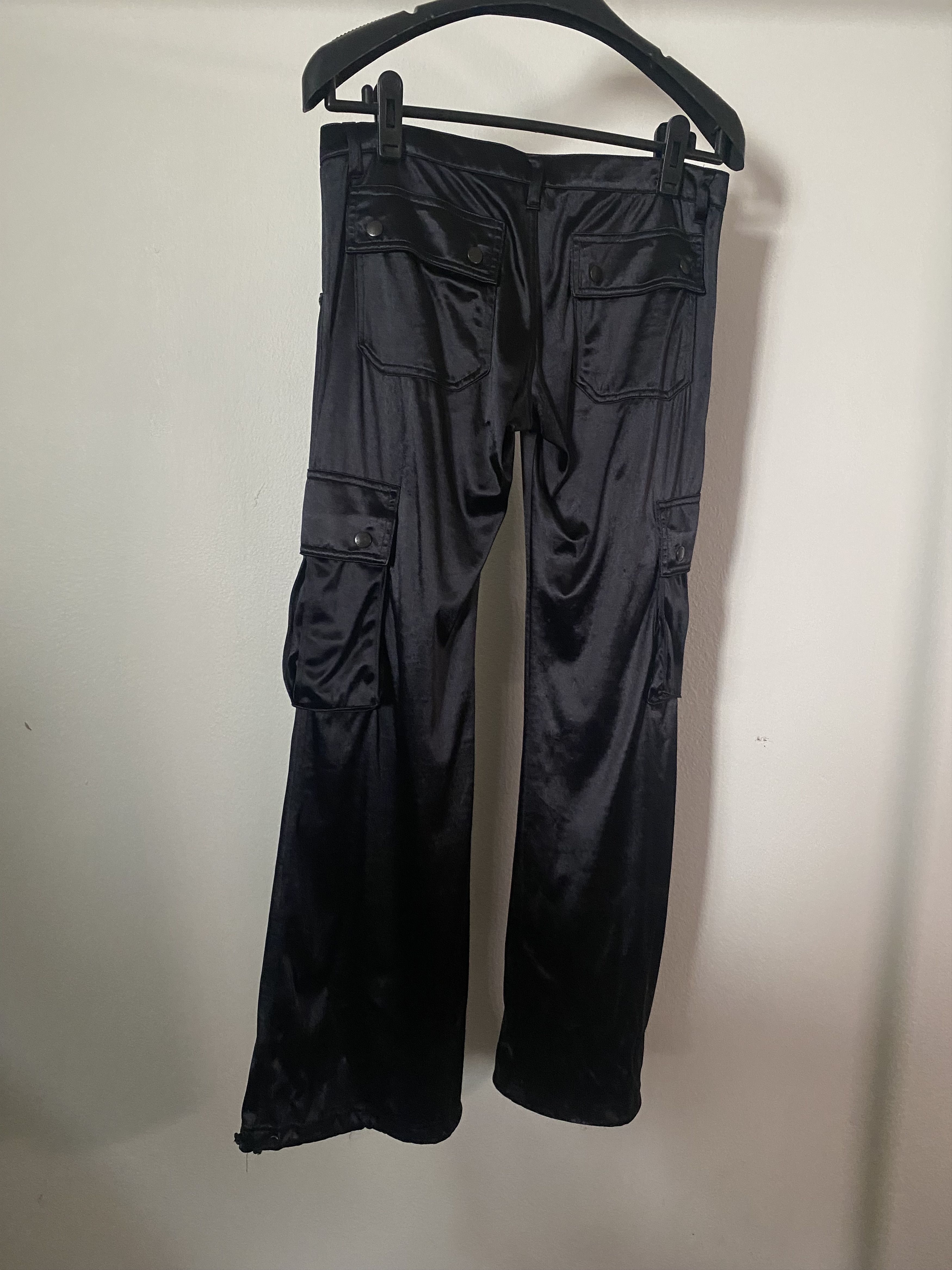 Satin Flared Low Waist Cargo, view 3