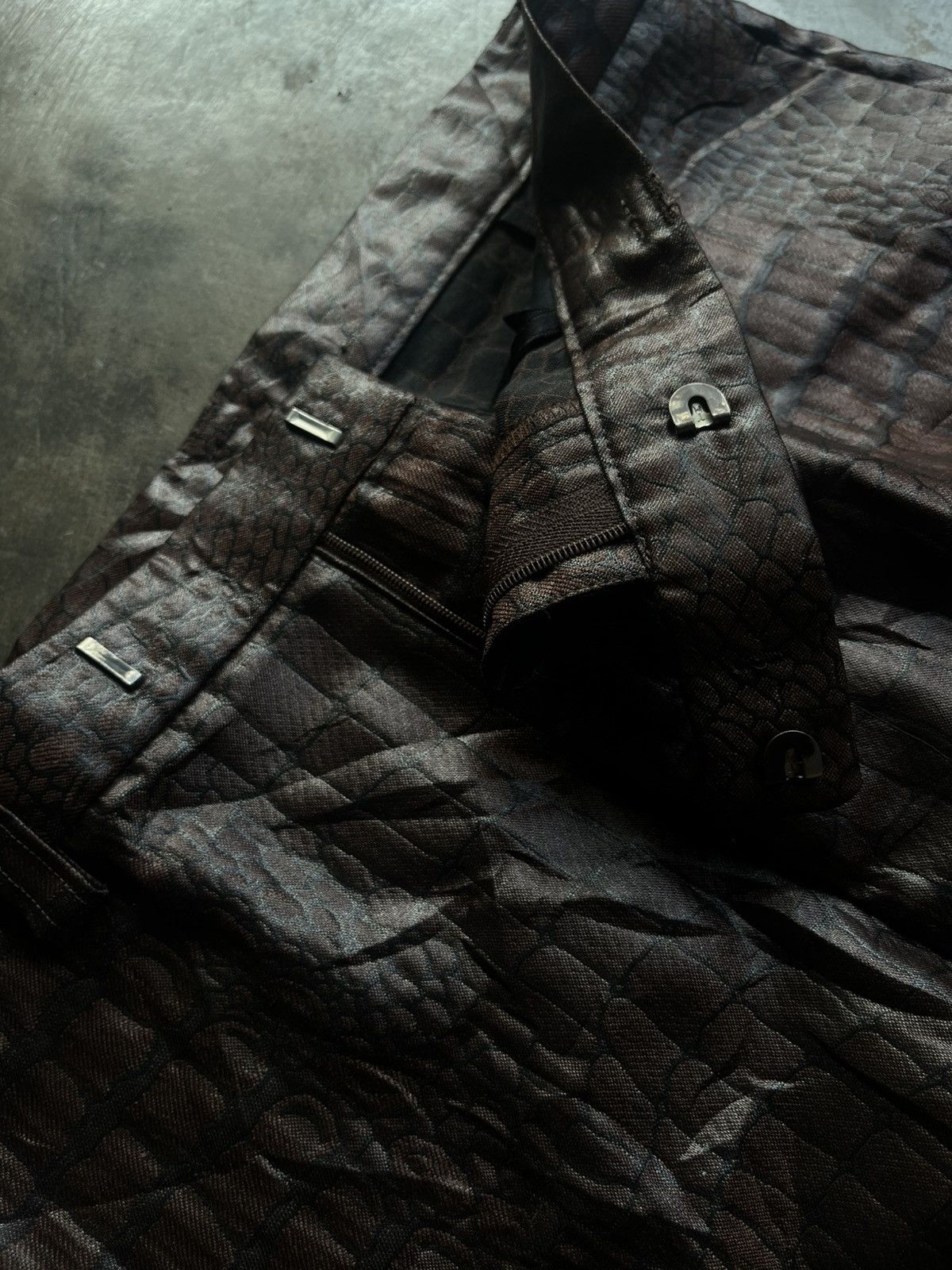 Jean Paul Gaultier JEAN PAUL GAULTIER HOMME JPG CROCODILE LEATHER EFFECT PANTS Size US 30 / EU 46 - 8 Thumbnail