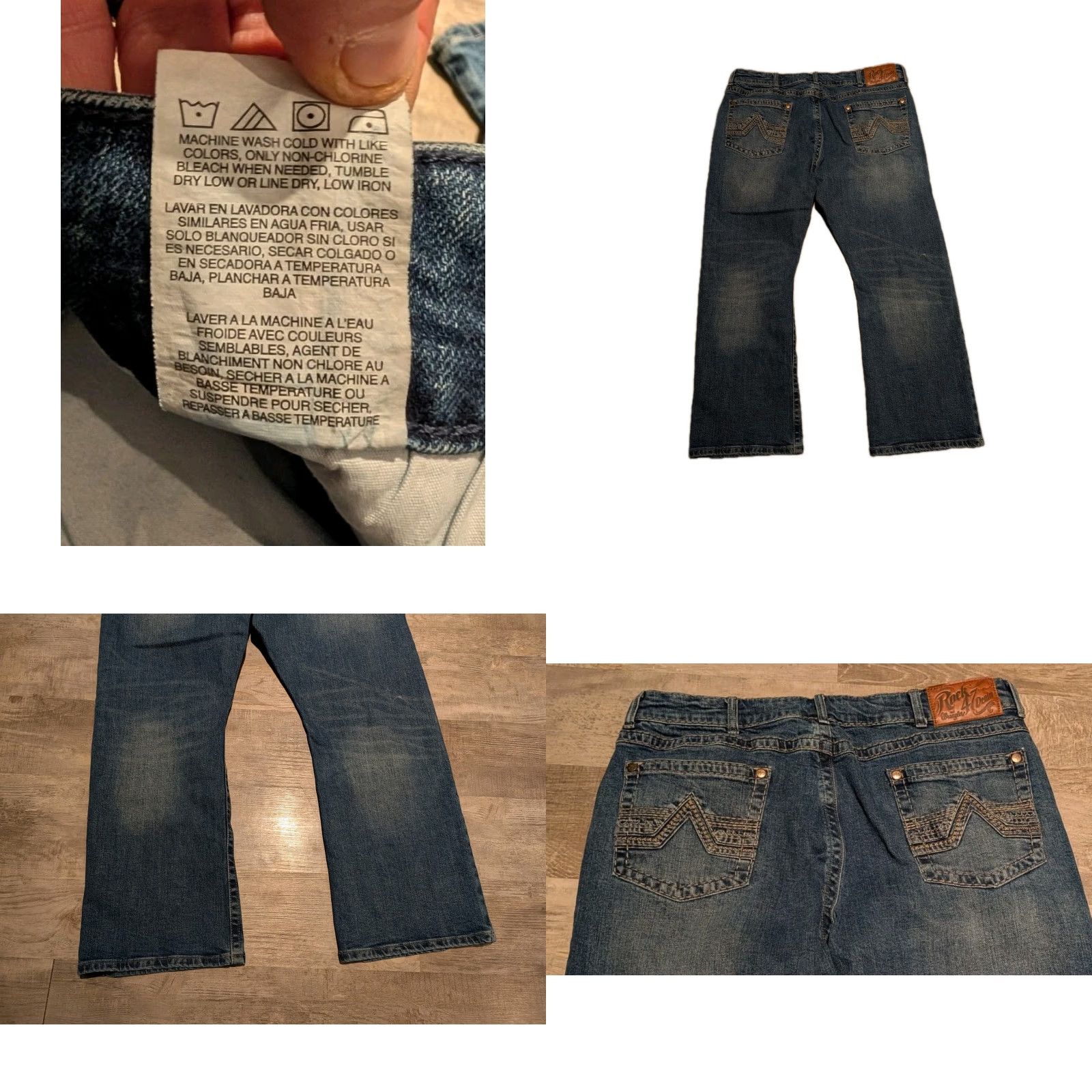Wrangler VINTAGE Rock 47 Denim Wrangler Jeans Mens 38x30 Blue Slim Boot Medium Wash Wiskering Size US 38 / EU 54 - 8 Thumbnail