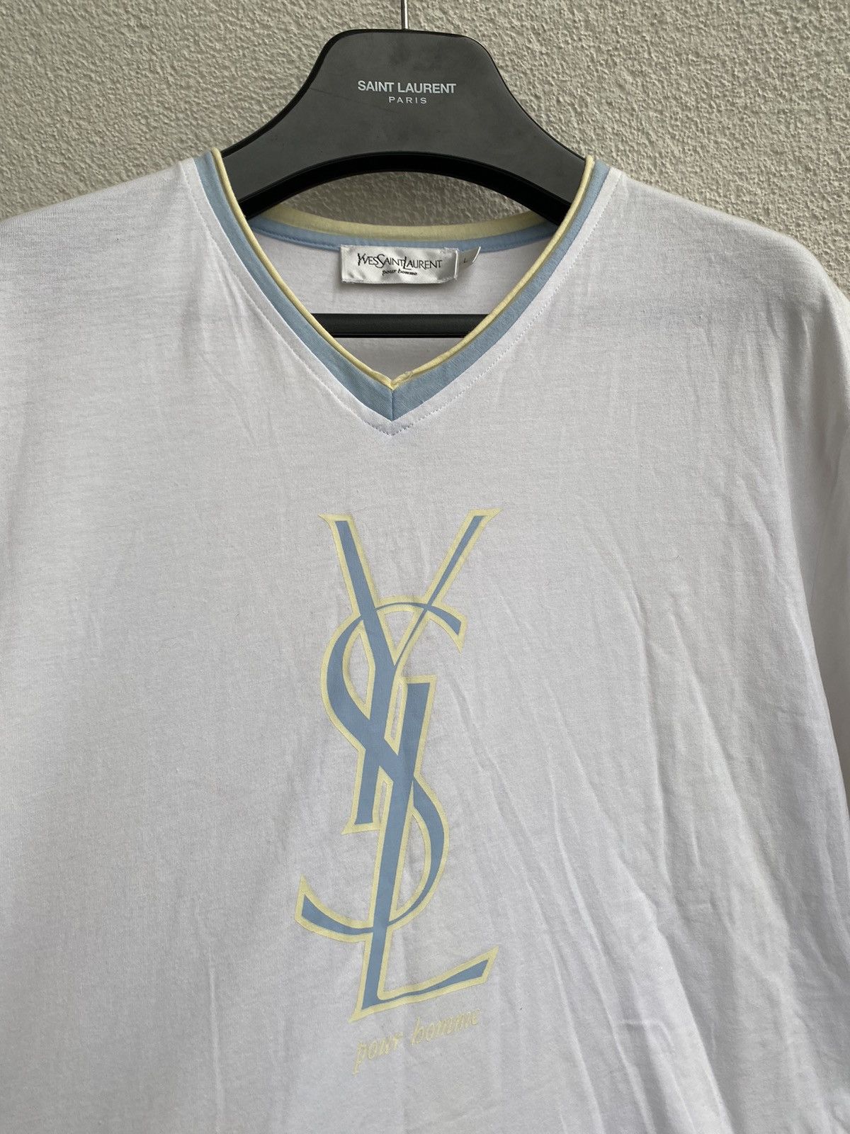 Yves Saint Laurent White YSL T-Shirt Big Logo Size US L / EU 52-54 / 3 - 12 Thumbnail