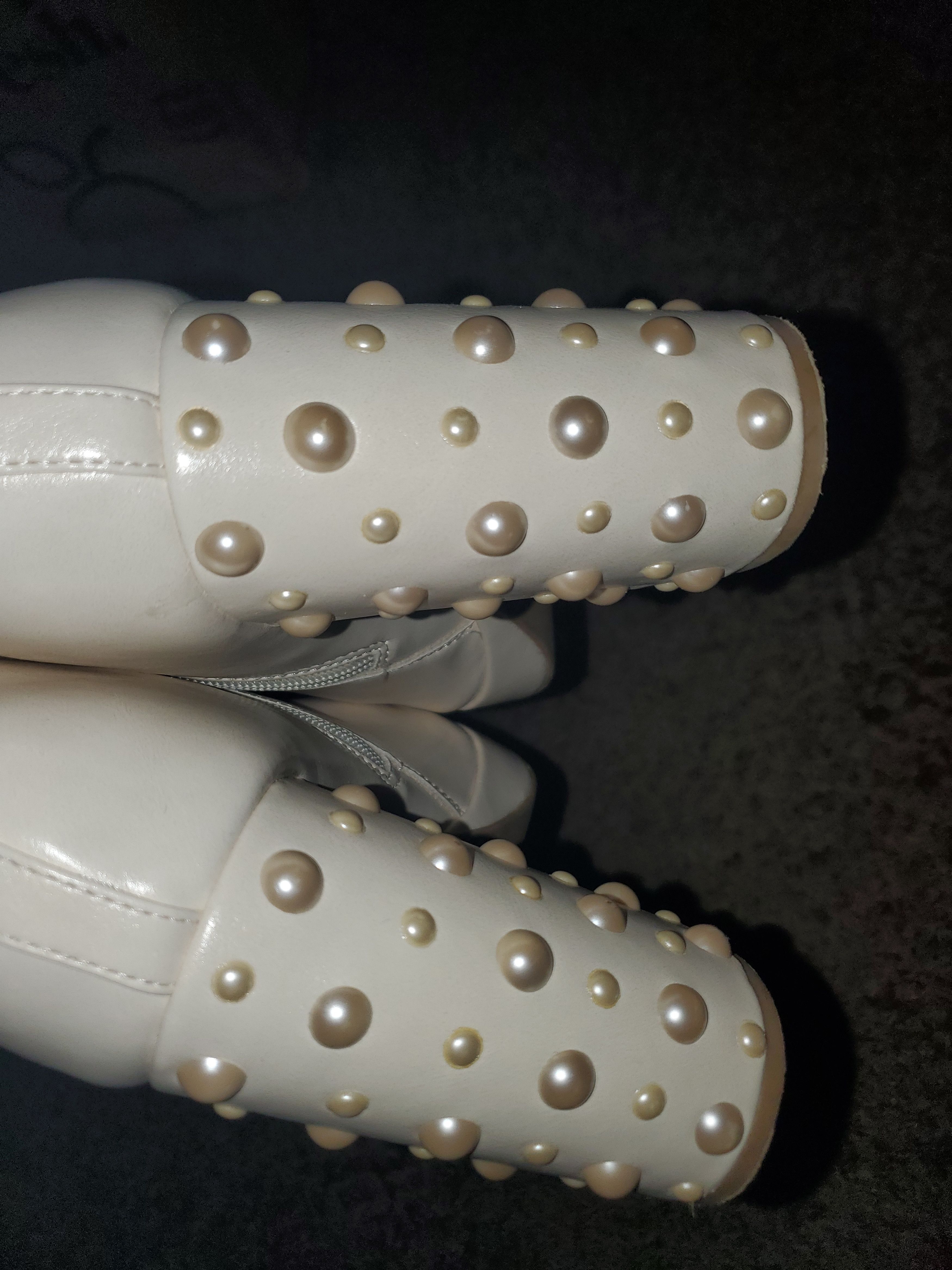 Report Collection Report Platform Cream White Pearl Studded Boots (size 10) Size US 10 / IT 40 - 2 Thumbnail