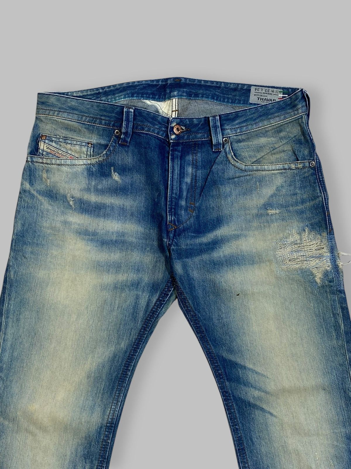 Diesel × Vintage Vintage Diesel Thavar Y2k Hype Distressed Washed Denim Jeans Size US 33 - 12 Thumbnail