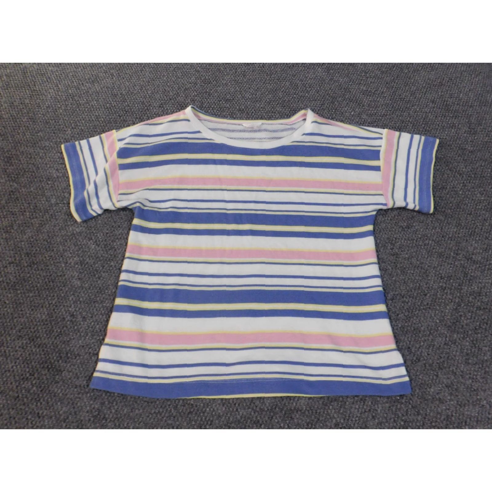 Ann Taylor Ann Taylor Loft Blouse Shirt Womens L Red Striped Knit Polyester Classic Stretch Short Sleeve Pullover Casual Regular Size L / US 10 / IT 46 - 2 Thumbnail